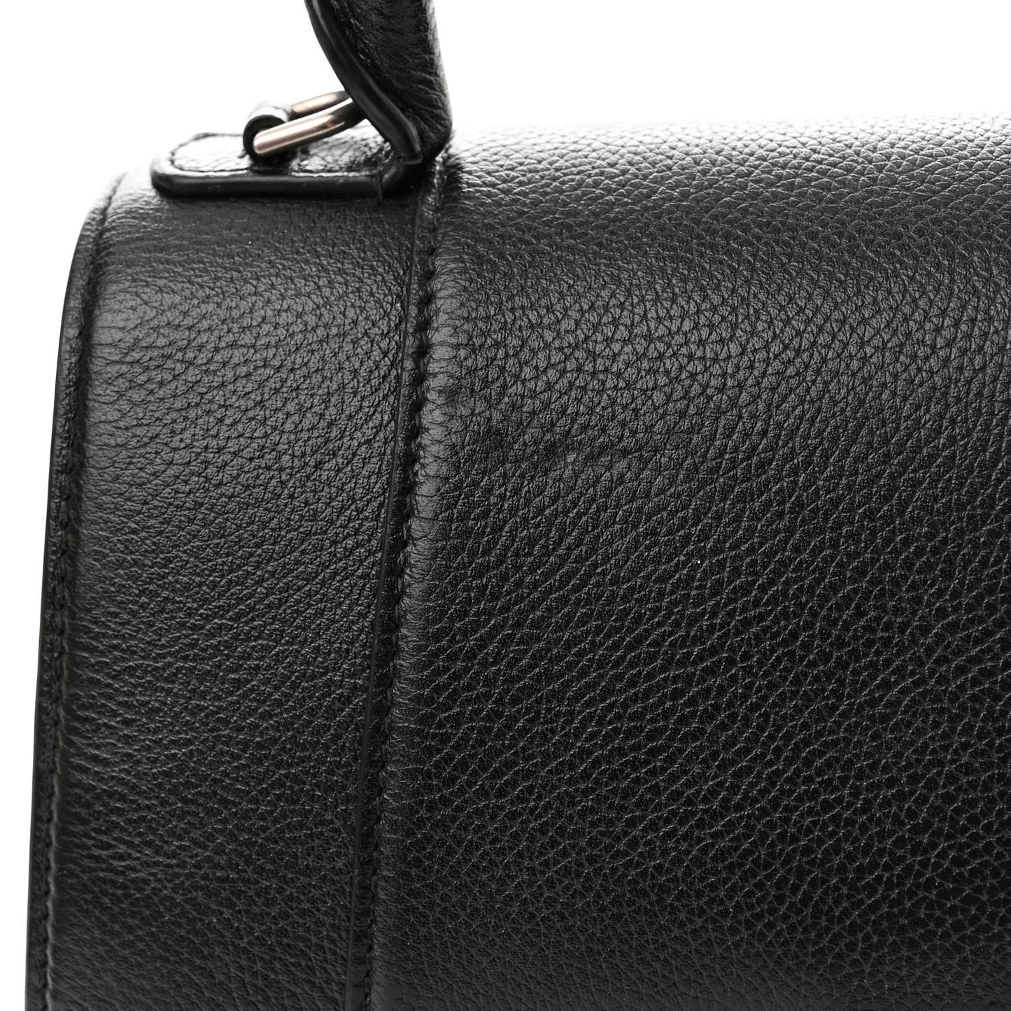 Grained Calfskin Small Hourglass Top Handle Bag Black