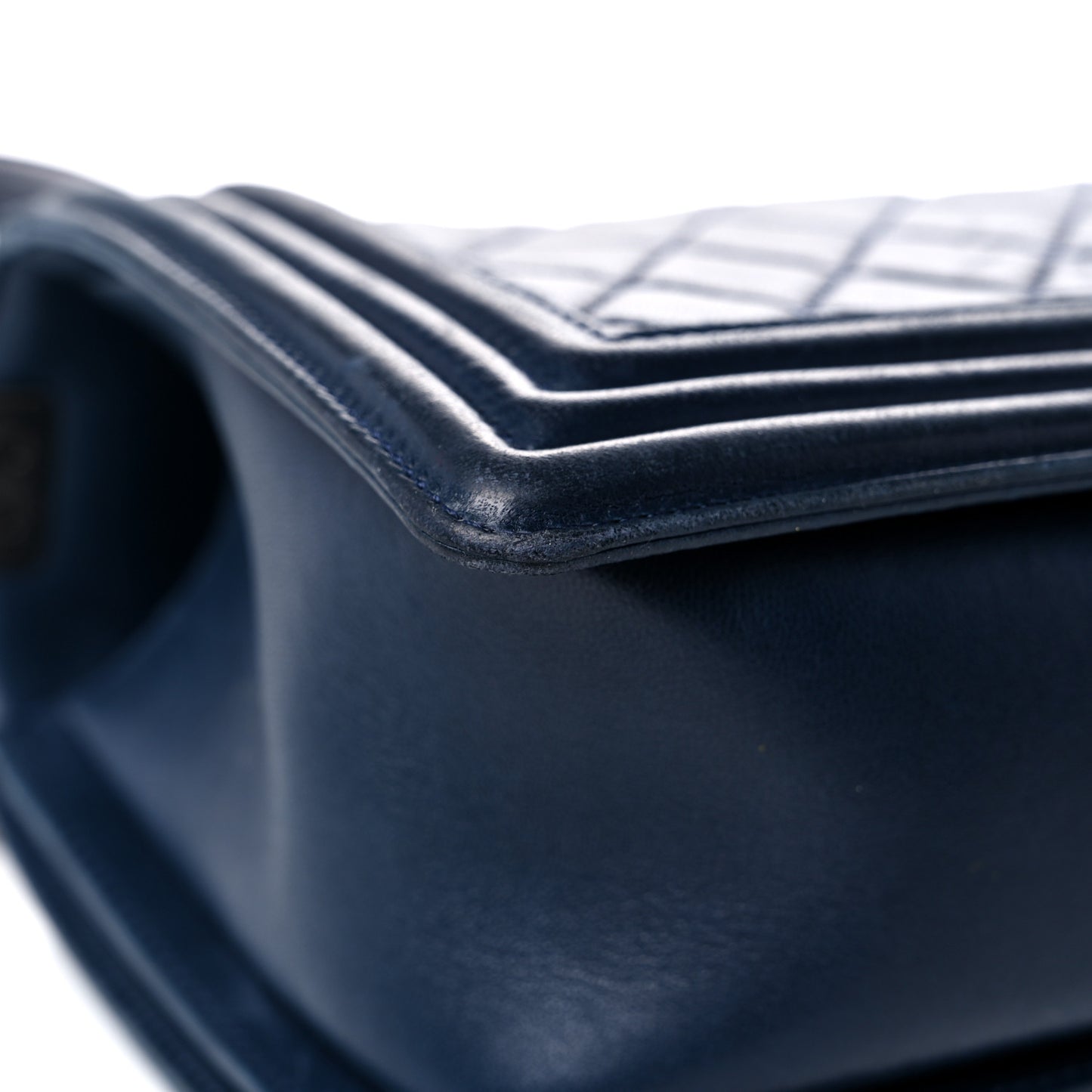 Lambskin Quilted Medium Boy Flap Dark Navy