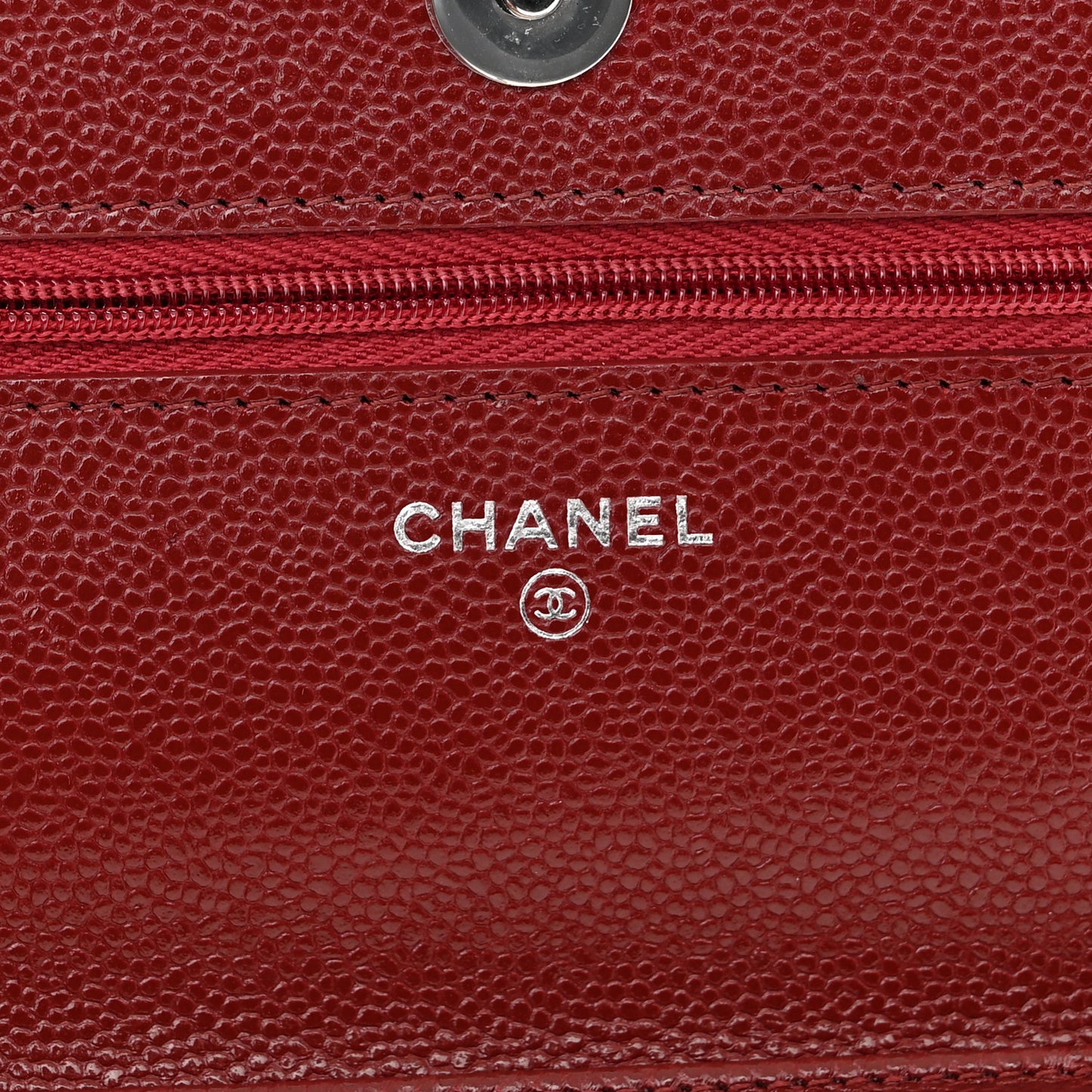 Caviar Quilted Wallet on Chain WOC Burgundy