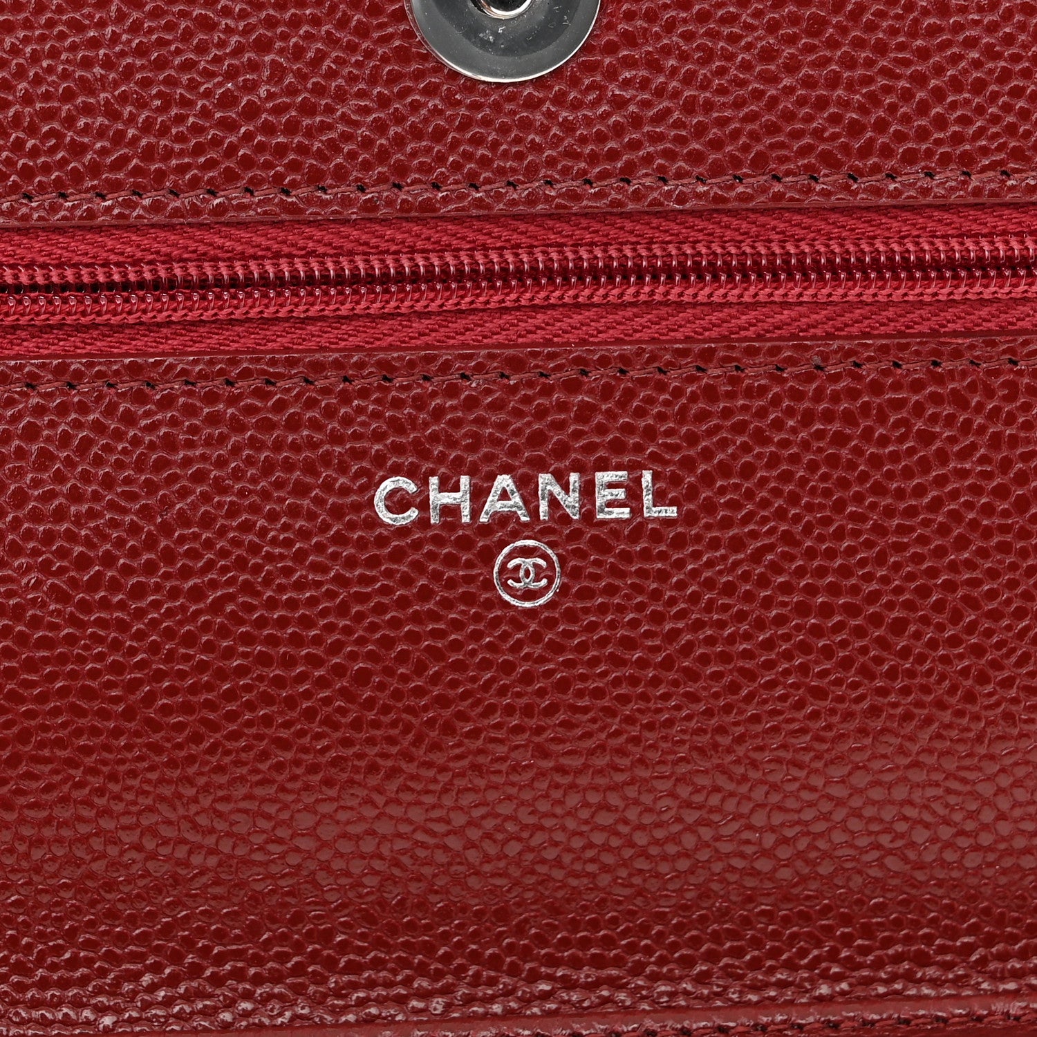 Chanel Caviar Quilted Wallet on Chain WOC Burgundy 6 of 13