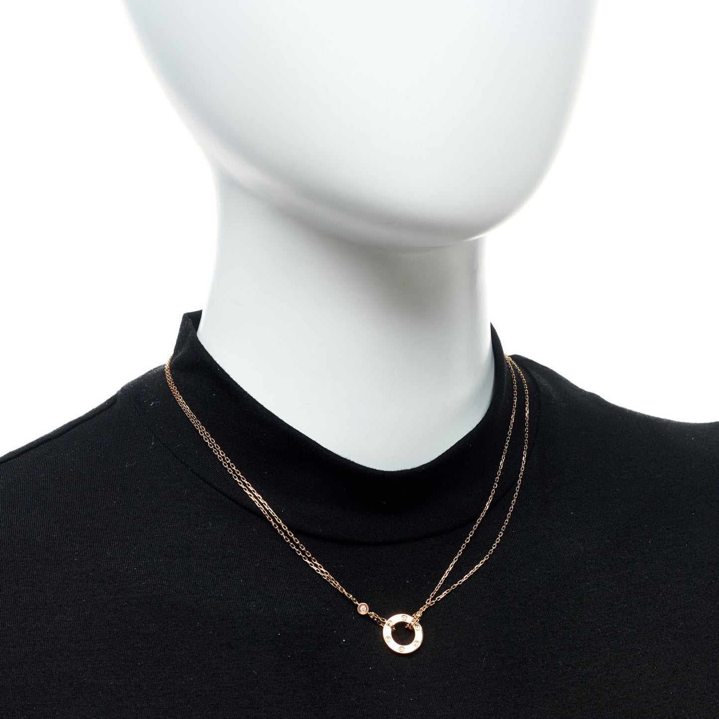 18K Pink Gold 2 Diamond LOVE Necklace