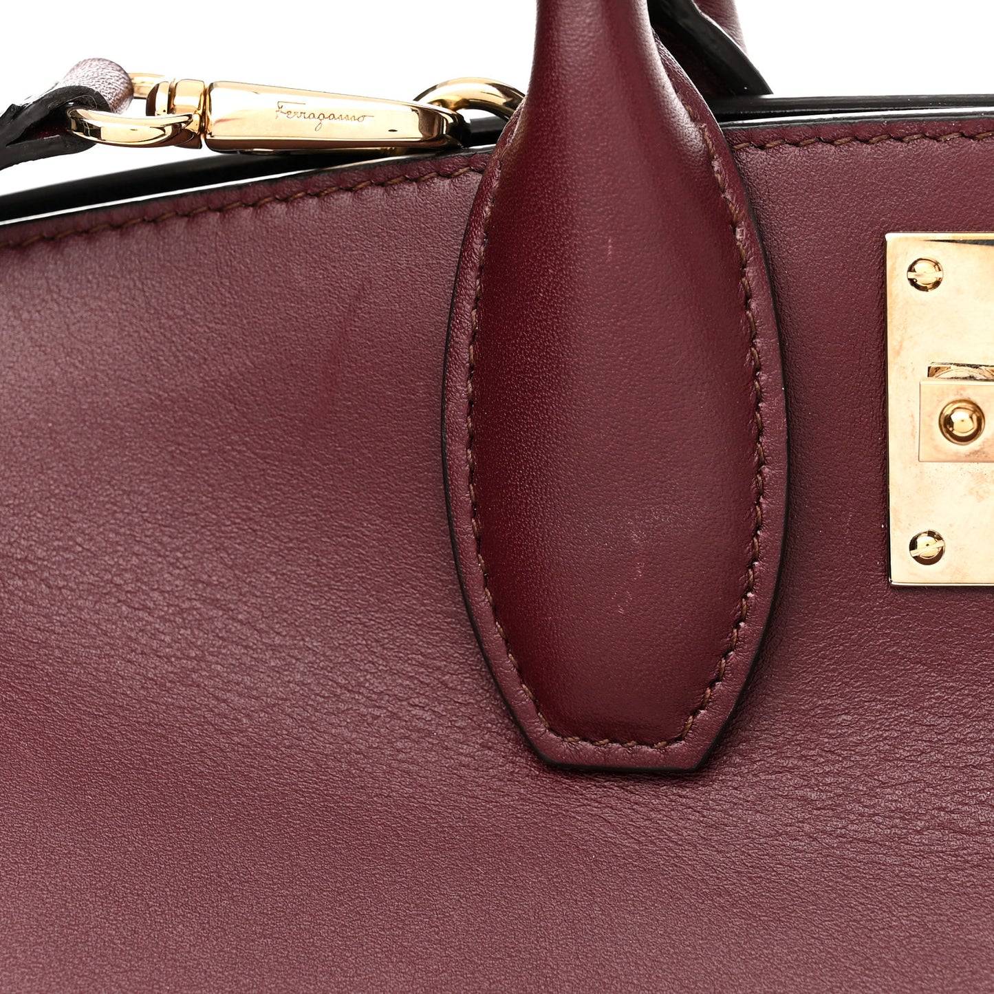 Calfskin Large Studio Bag Wine Bone Black