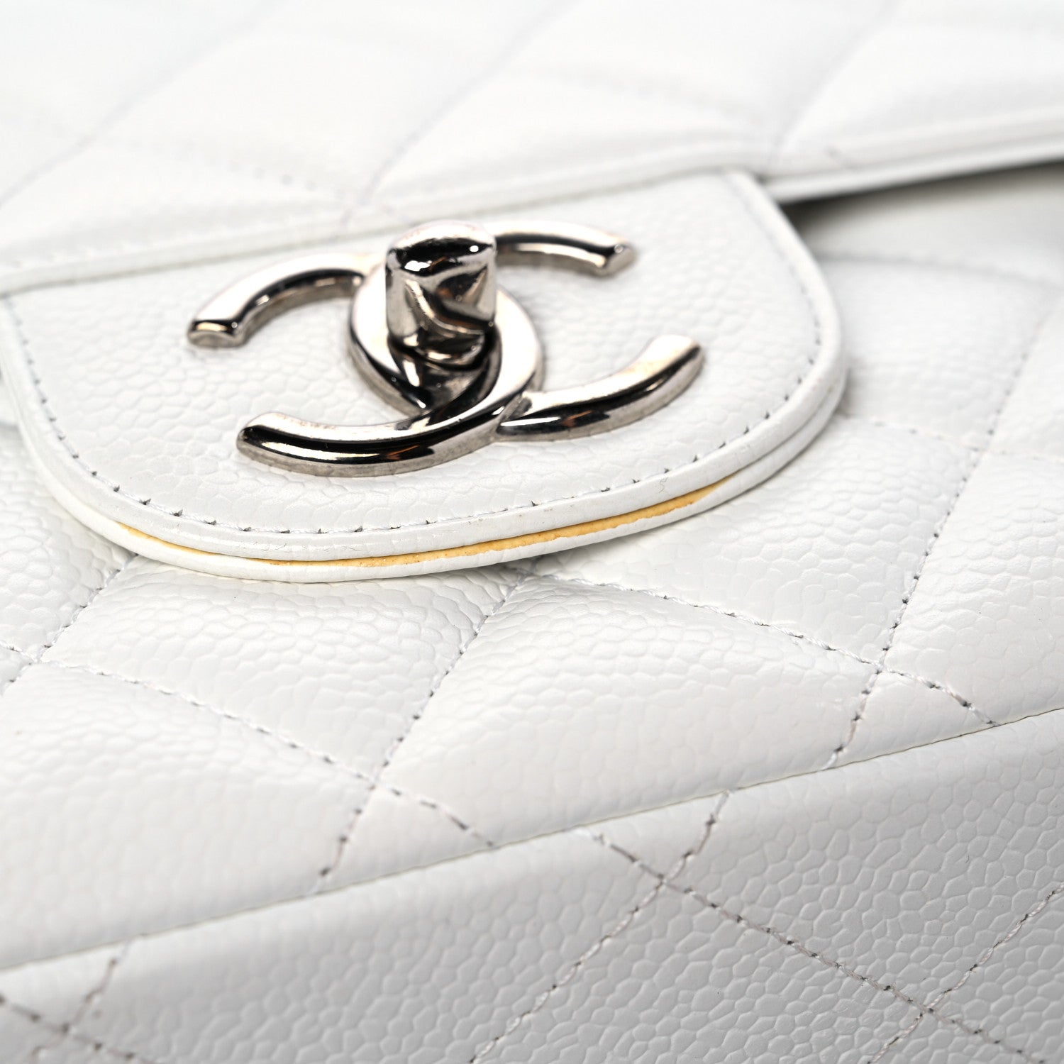 Chanel Caviar Quilted Maxi Double Flap White 13 of 15
