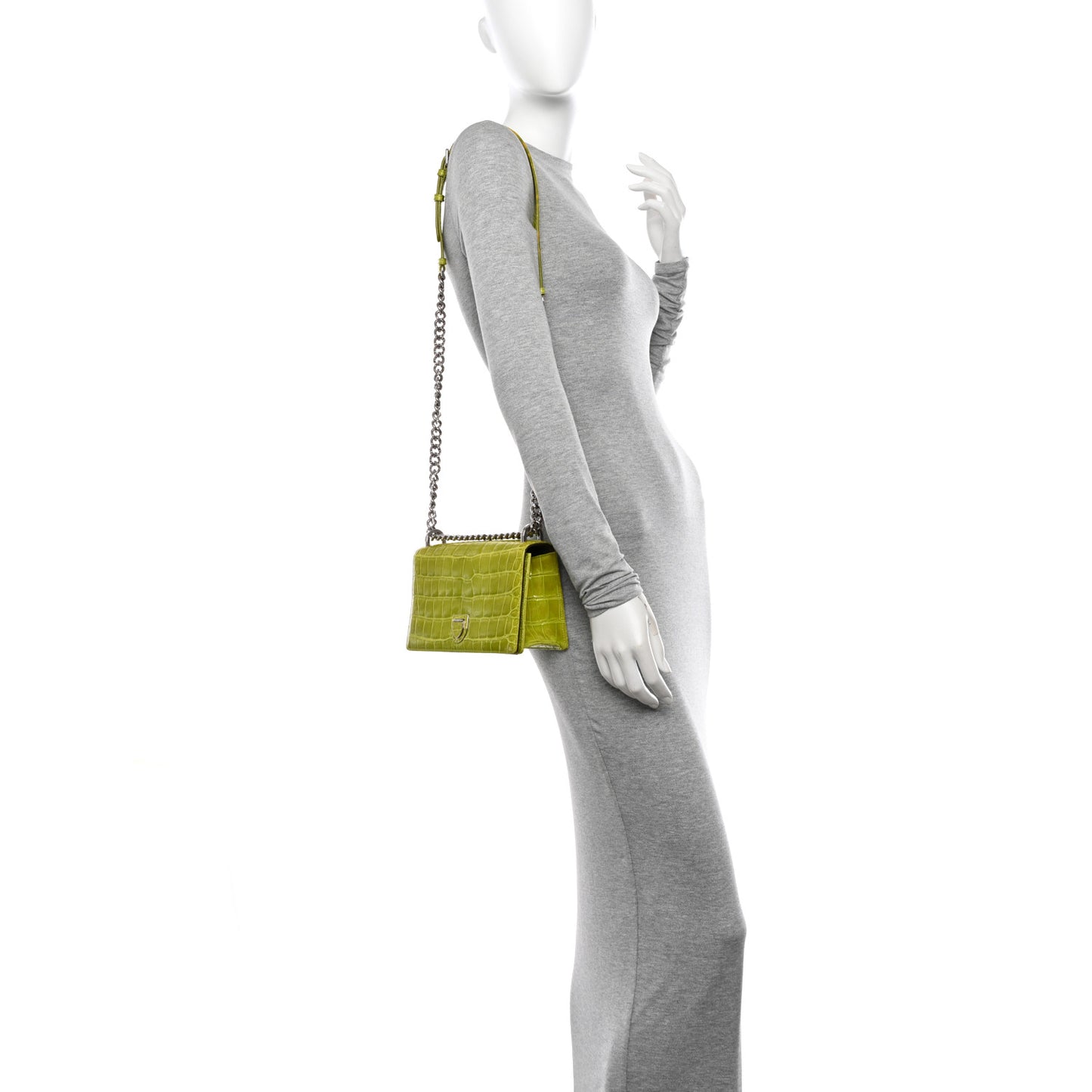 Crocodile Medium Diorama Flap Bag Green