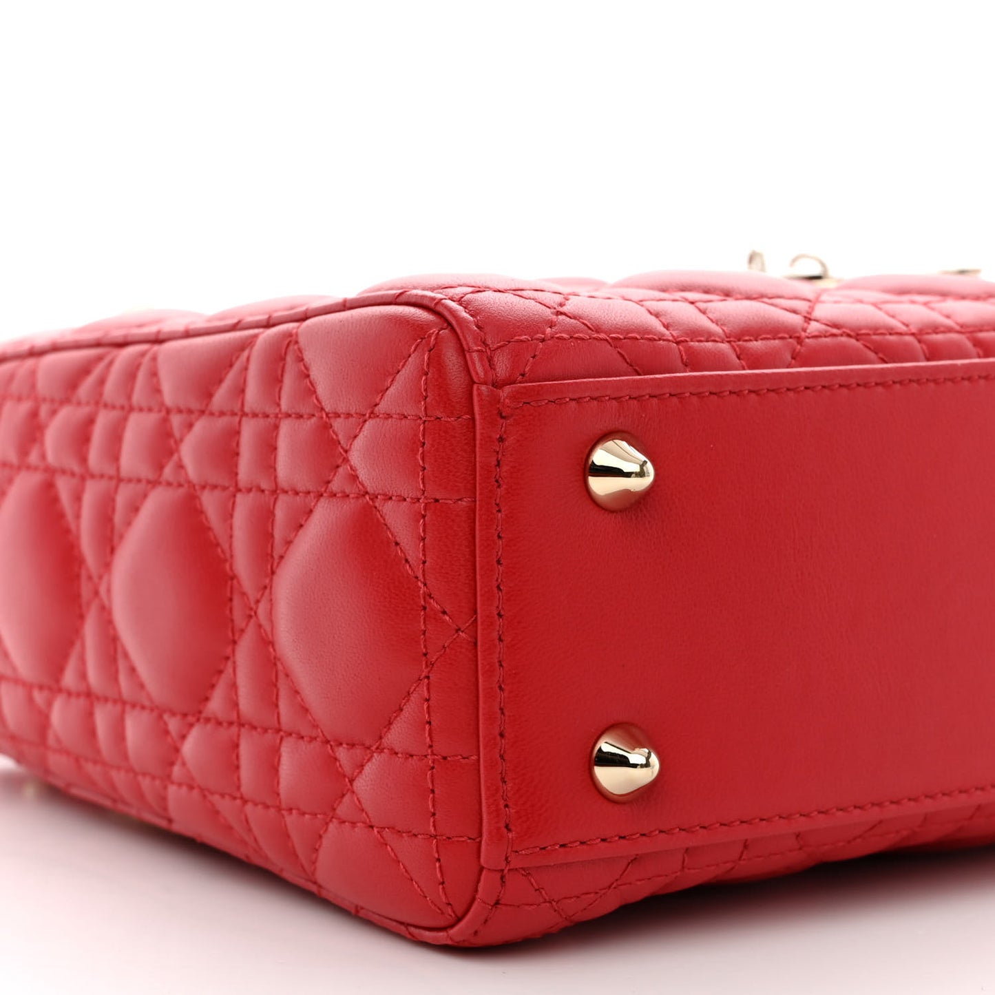 Lambskin Cannage Small Lucky Badges Lady Dior Red