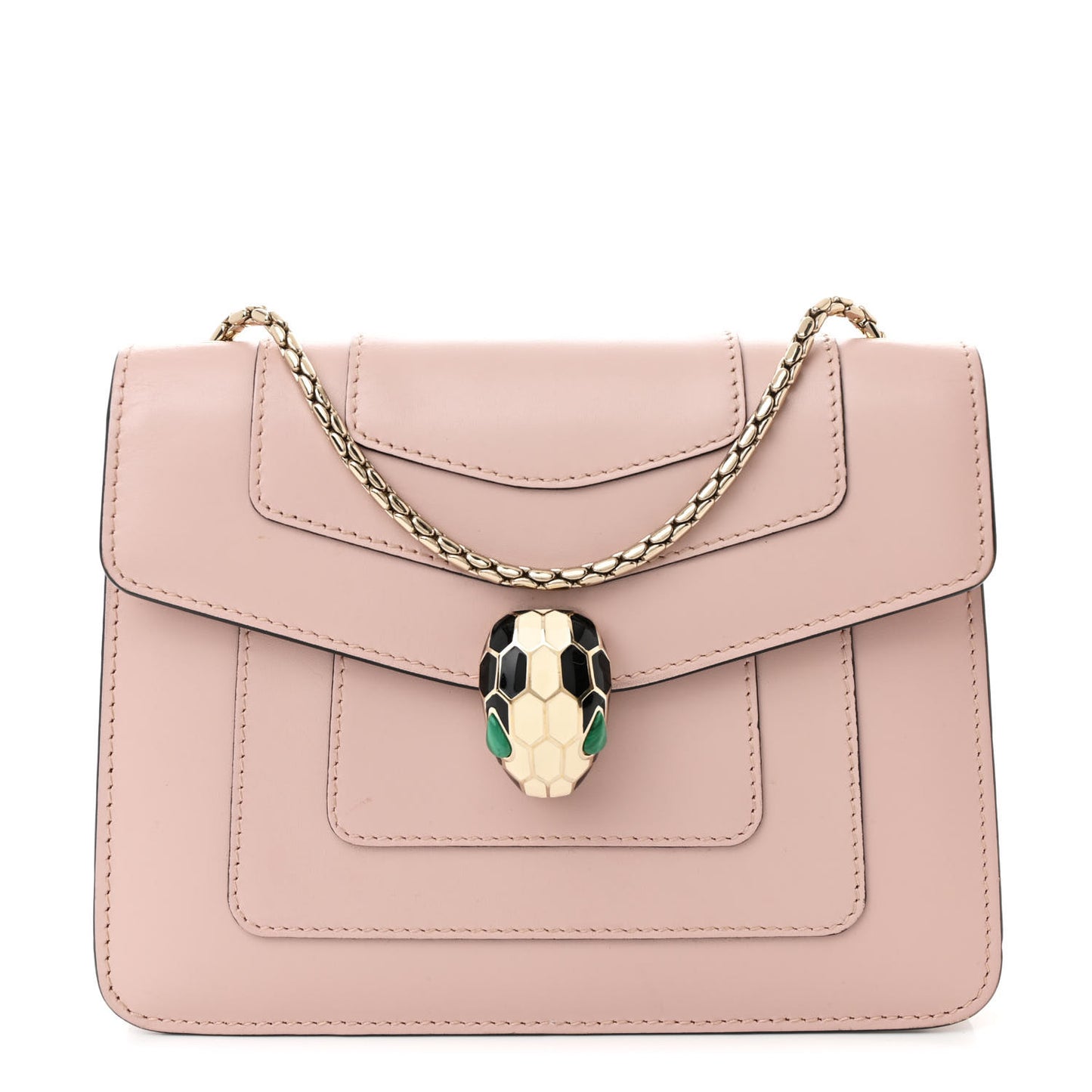 Calfskin Small Serpenti Forever Snake Strap Crossbody Bag Light Pink