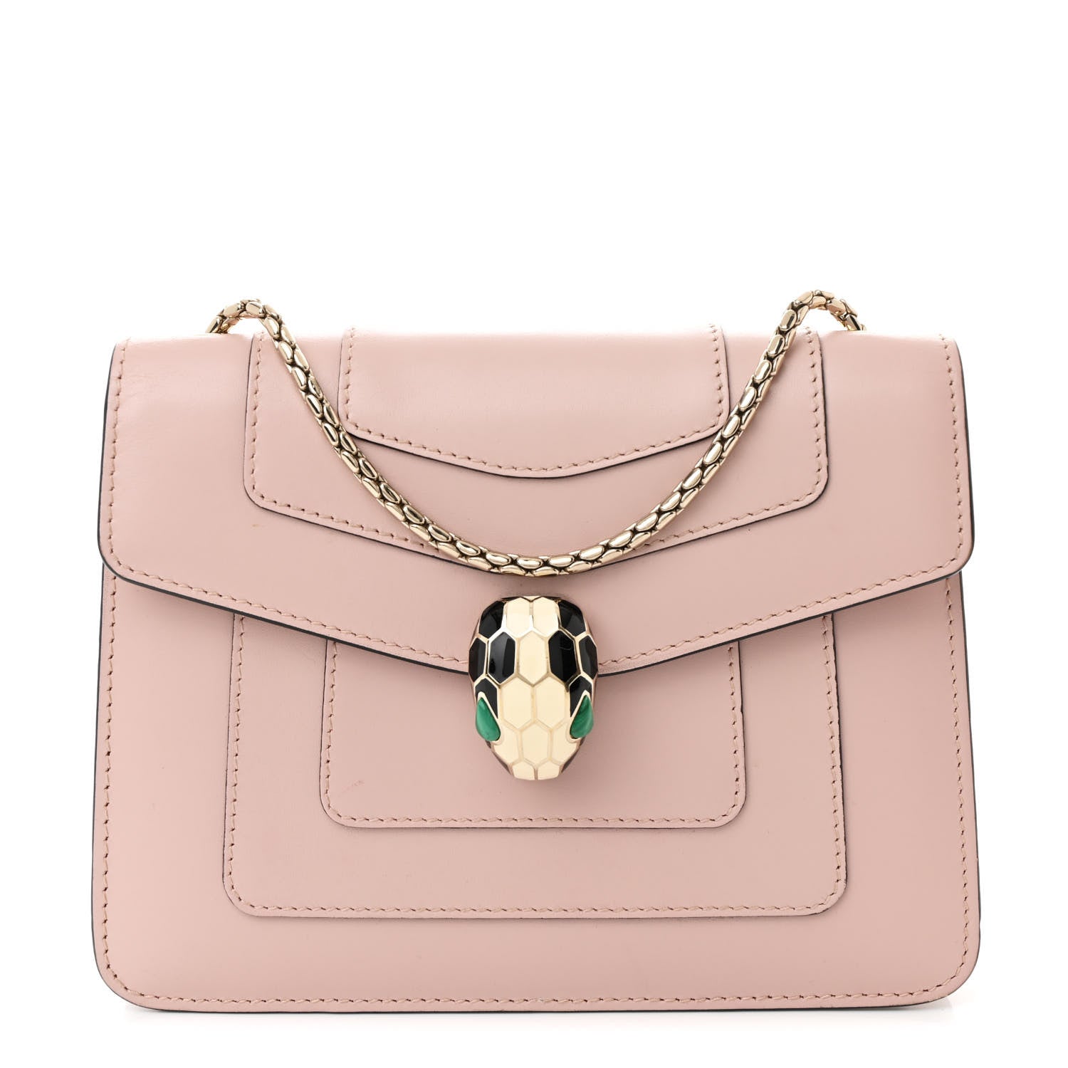 Bulgari Calfskin Small Serpenti Forever Snake Strap Crossbody Bag Light Pink 1 of 14