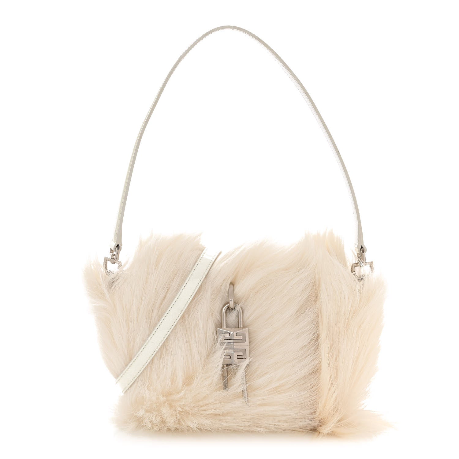 Givenchy Faux Fur XS Lock Antigona Shoulder Bag White 1554717