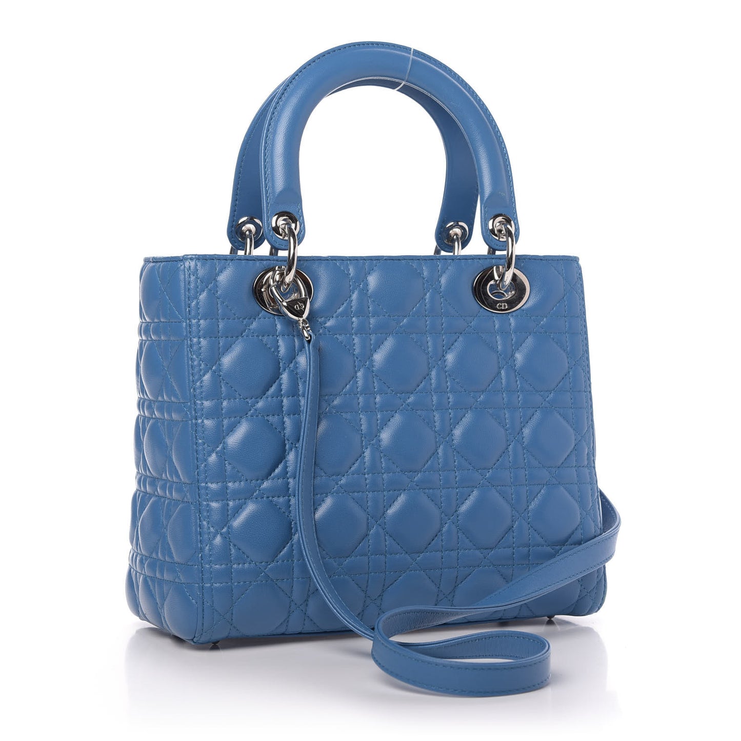 Lambskin Cannage Medium Lady Dior Blue Pastel