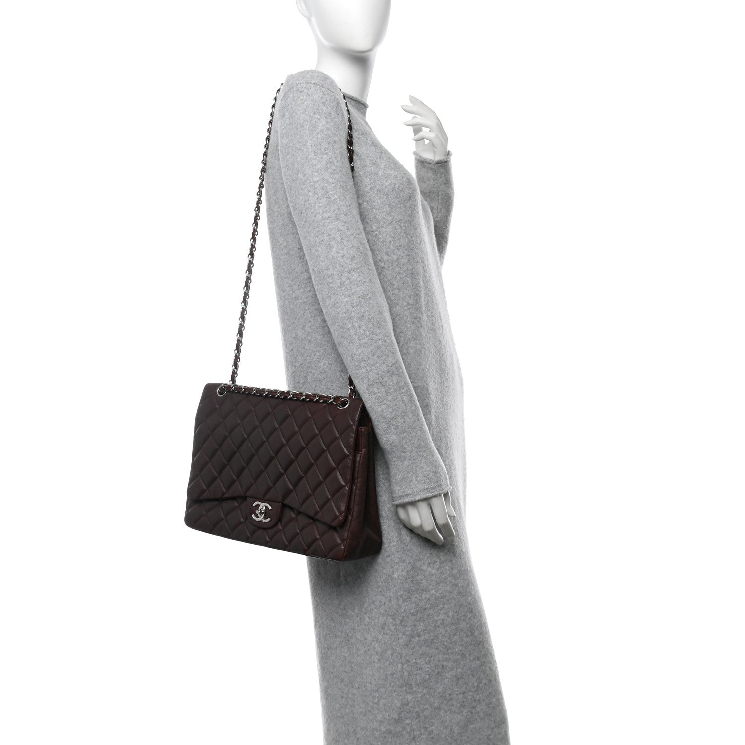 Chanel Caviar Quilted Maxi Double Flap Brown 2 of 12