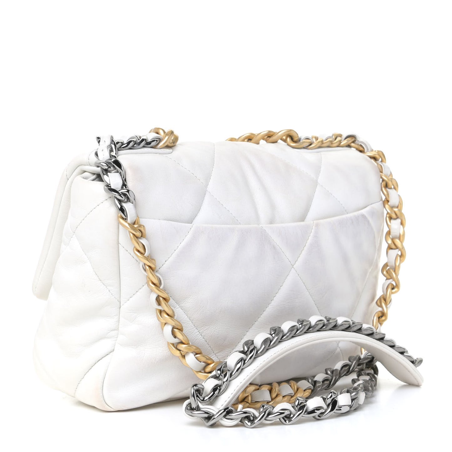 Goatskin Quilted Medium Chanel 19 Flap White