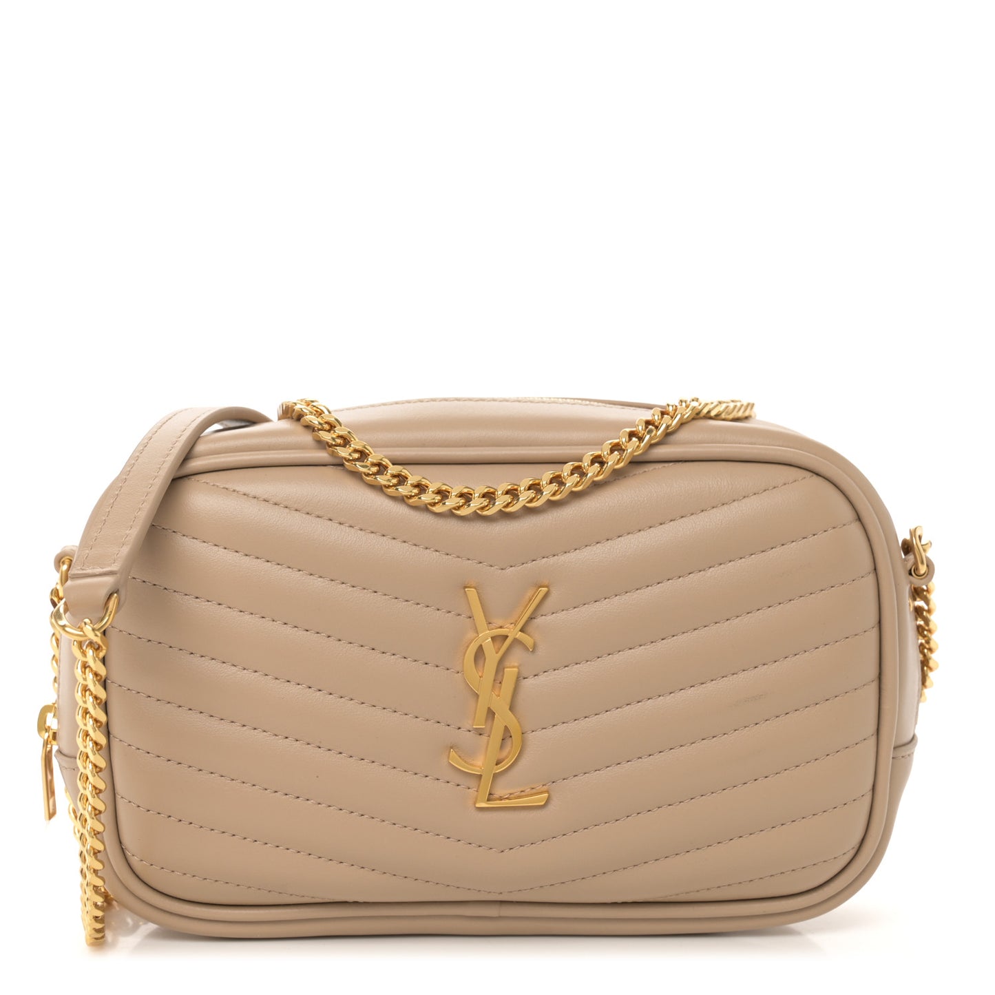 Grain De Poudre Matelasse Monogram Mini Lou Camera Bag Dark Beige