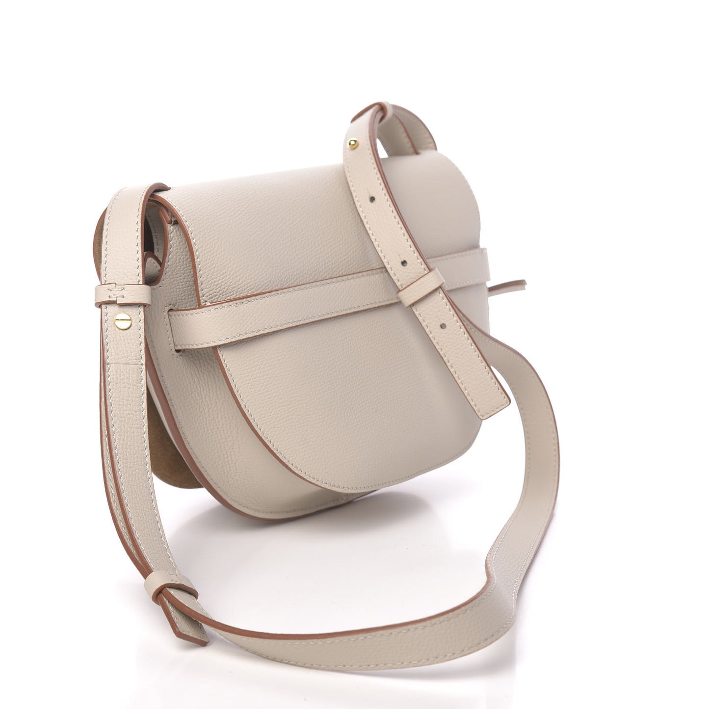 Grained Calfskin Small Gate Crossbody Bag Light Ghost