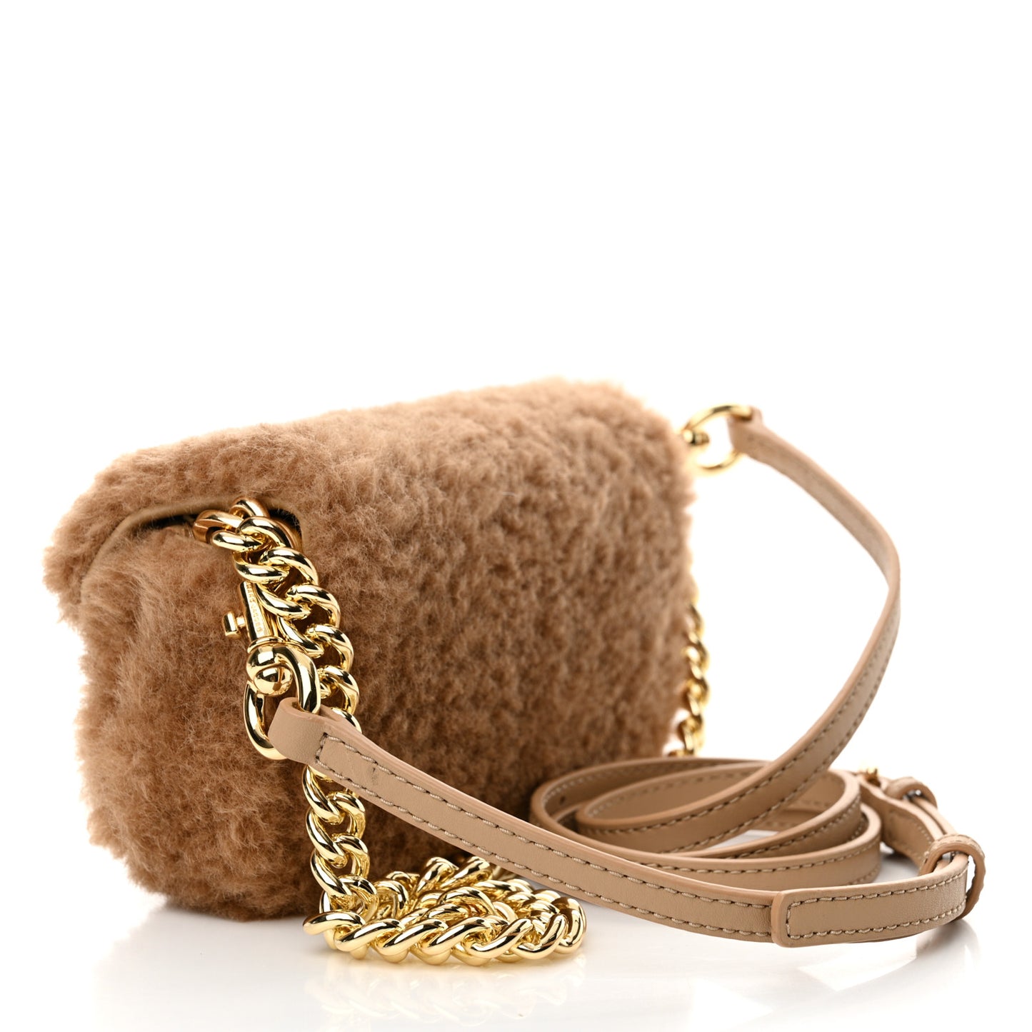 Faux Fur Calfskin Mini The Teddy J Marc Shoulder Bag Camel