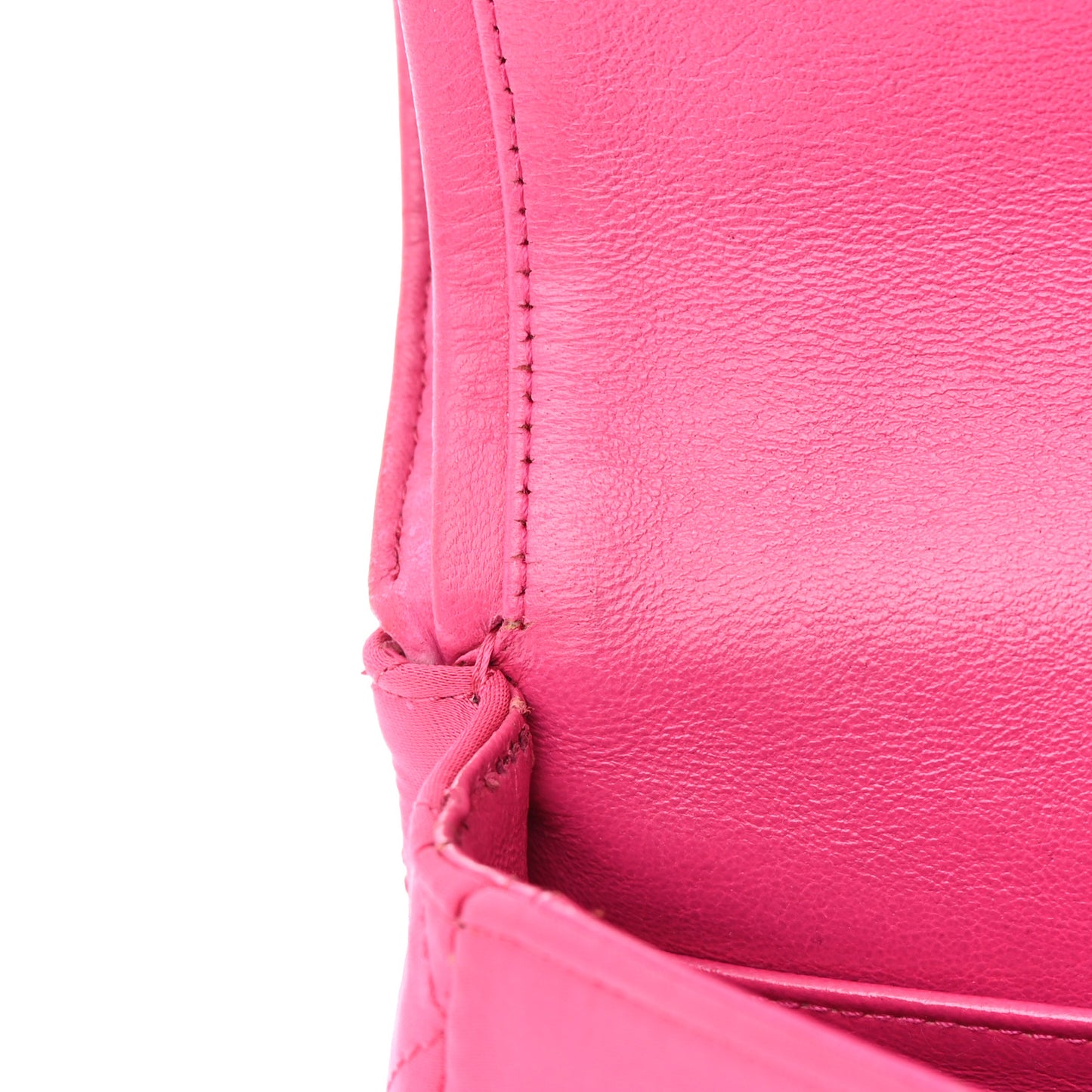 Satin Quilted Medium Double Flap Fuchsia