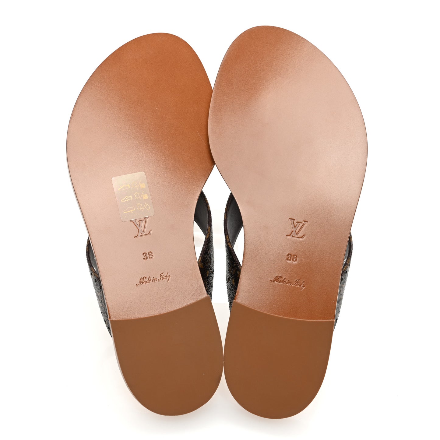 Monogram Sunny Flat Thong Sandals 38 Brown