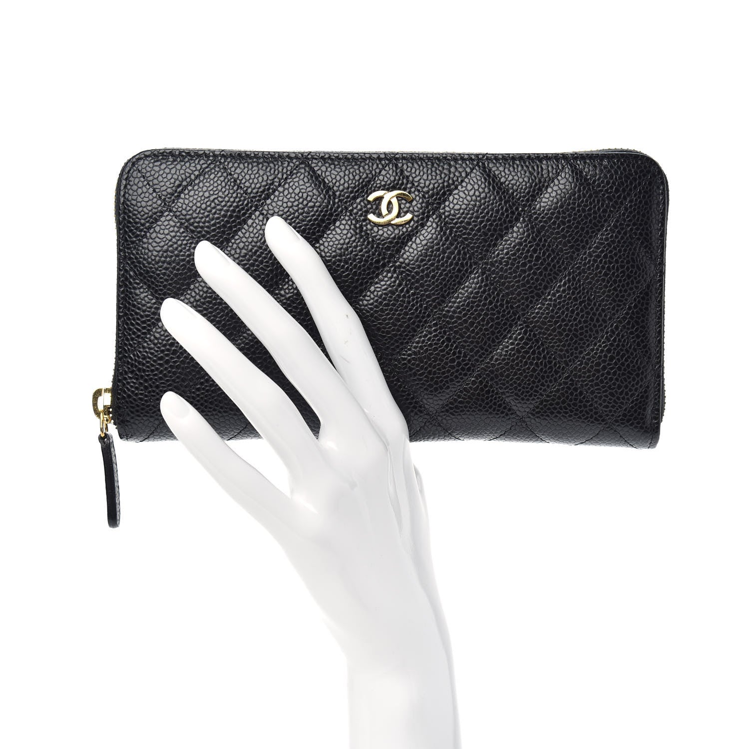 Chanel Caviar Quilted Large Gusset Zip Around Wallet Black 2 of 7