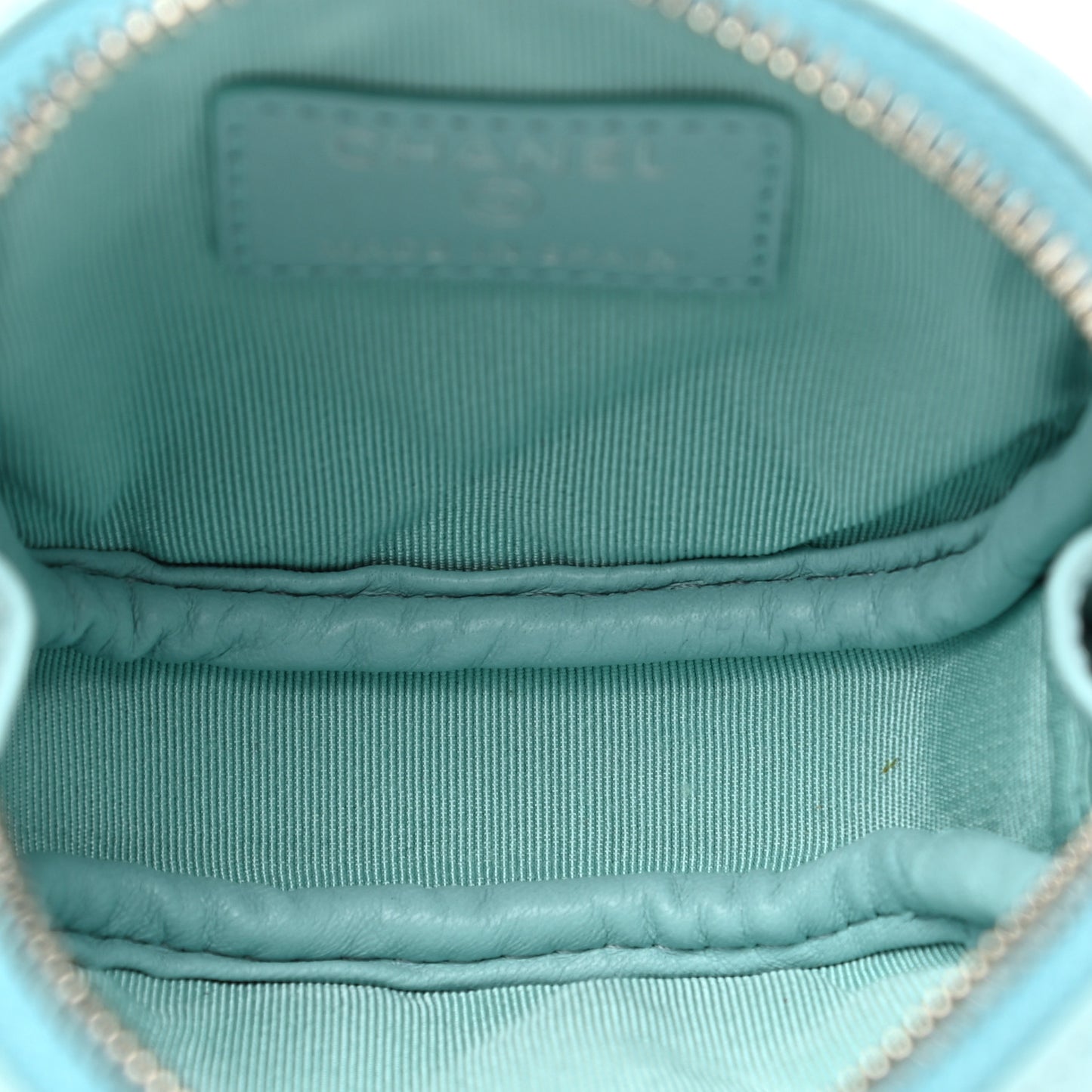 Lambskin Quilted Zip Around Classic Coin Purse Light Blue