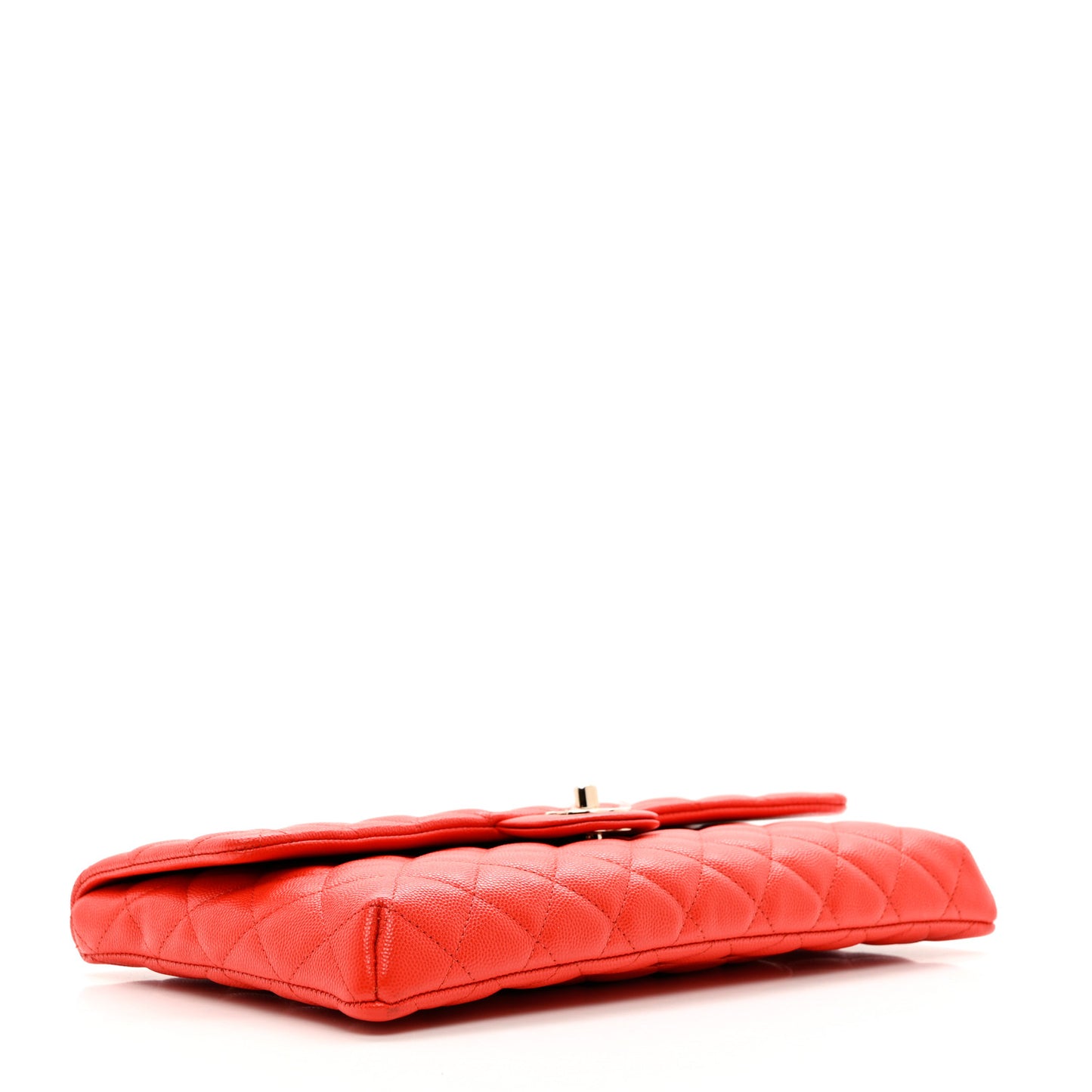 Caviar Quilted Flap Clutch Red