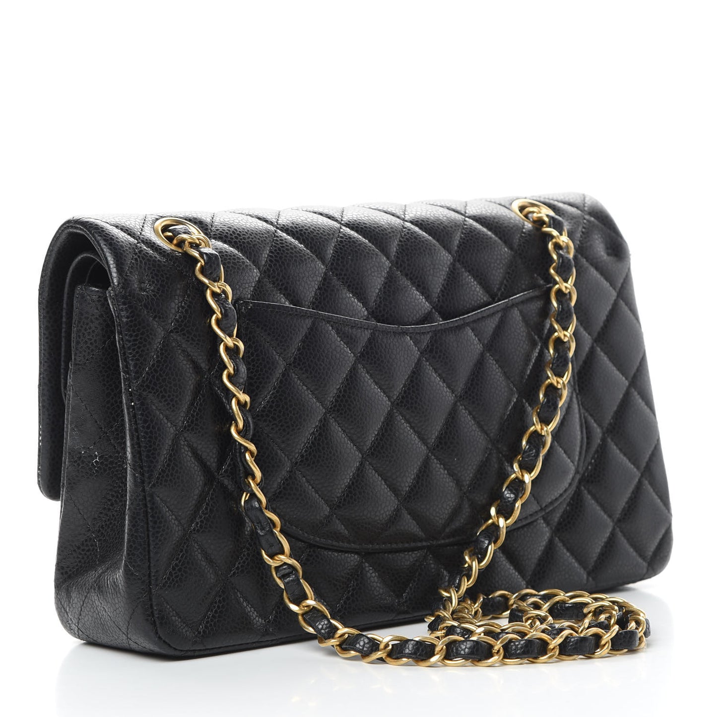 Caviar Quilted Medium Double Flap Black