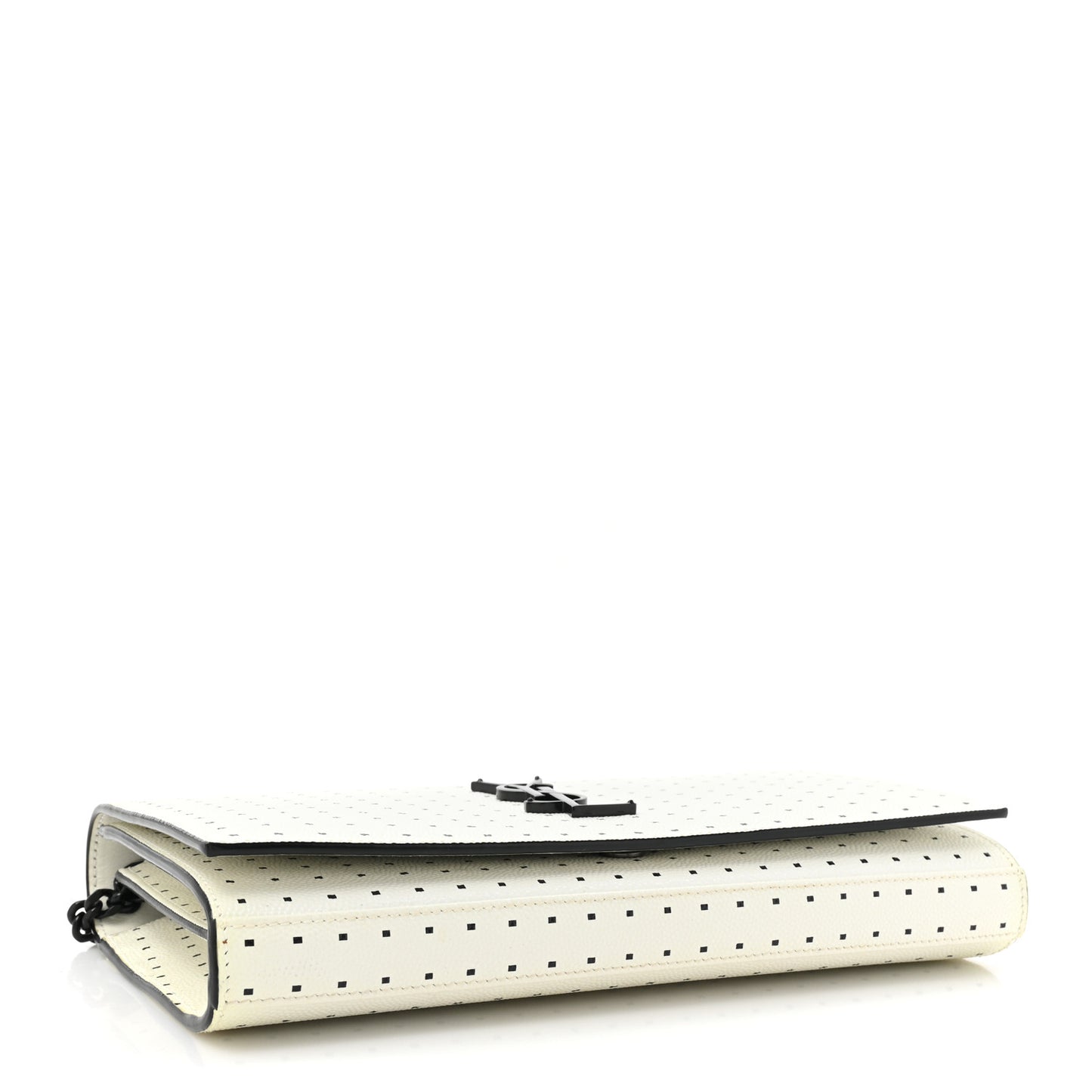 Grain De Poudre Square Dot Print Monogram Chain Wallet White Matte Black
