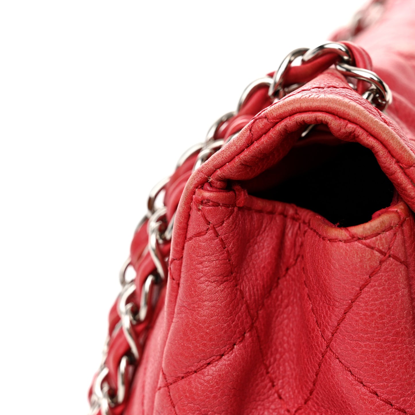 Washed Caviar Quilted Maxi Single Flap Fuchsia