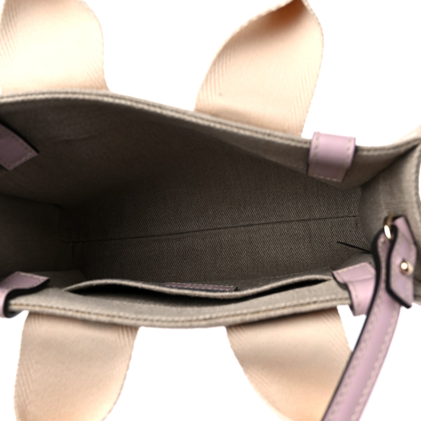 Cotton Calfskin Small Woody Ribbon Tote With Strap Misty Lavender