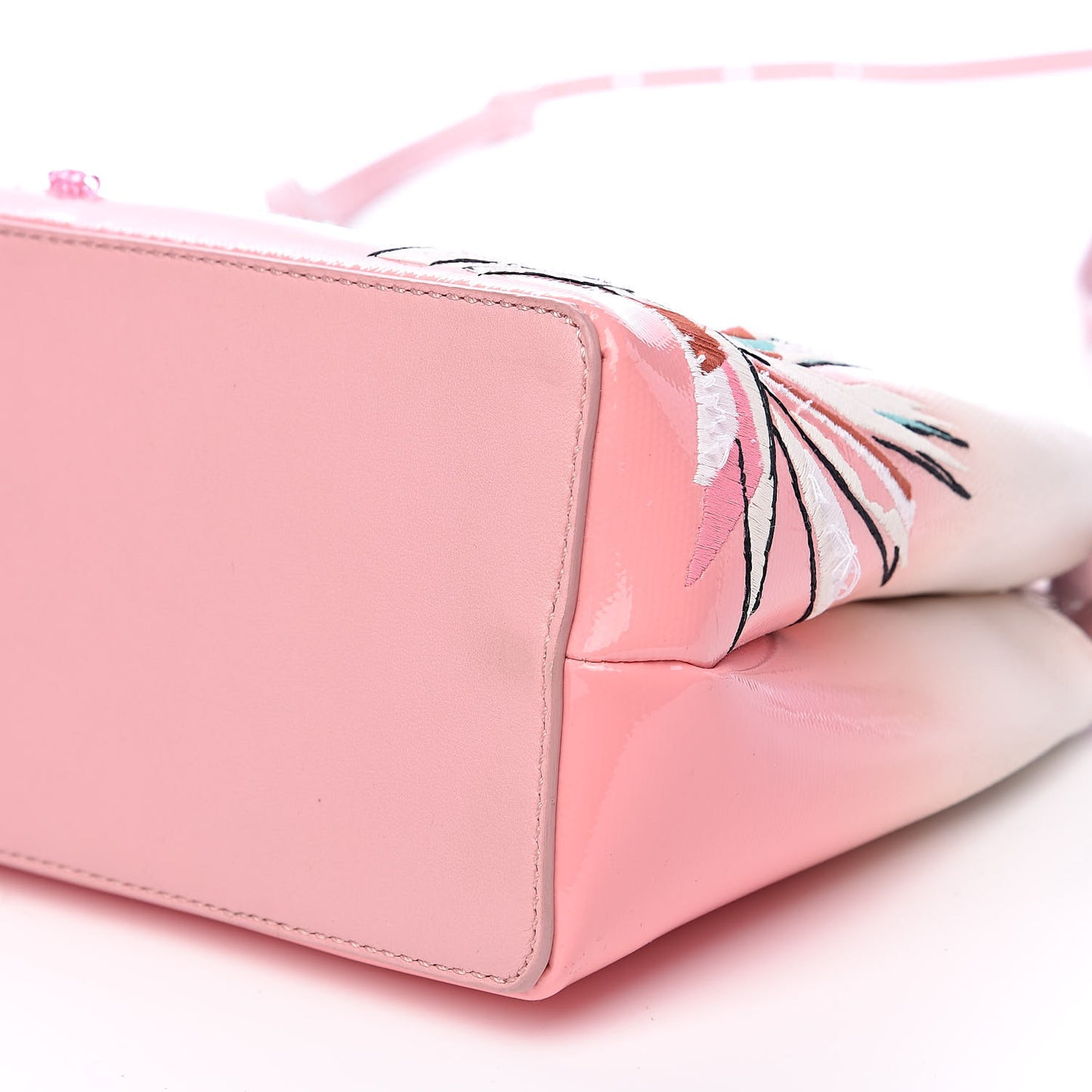 Nappa Canvas Patent Ombre Embroidered Bird Of Paradise Mini Peekaboo Iconic Satchel Pink