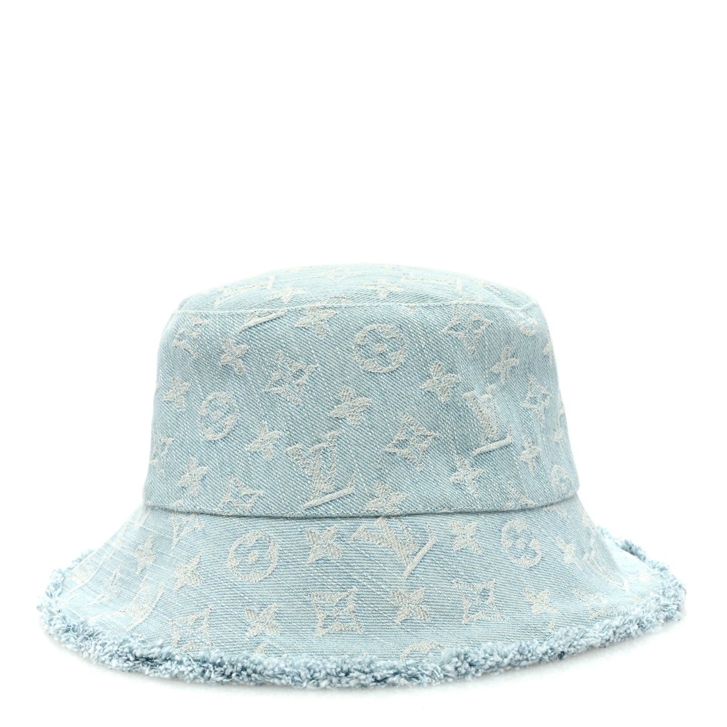 Monogram Denim Fringe Bucket Hat Blue