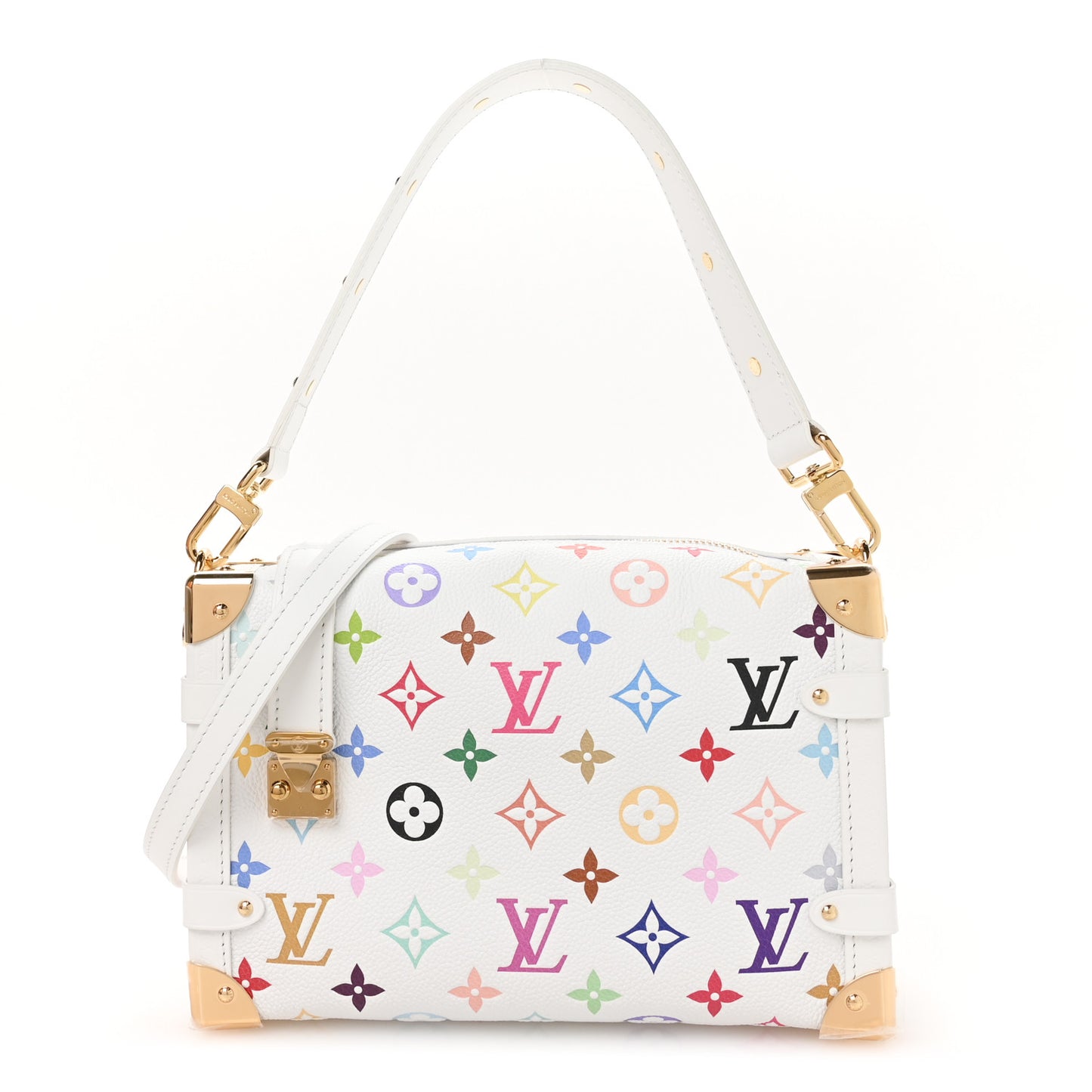 LV x TM Cowhide Monogram Multicolor Side Trunk MM White