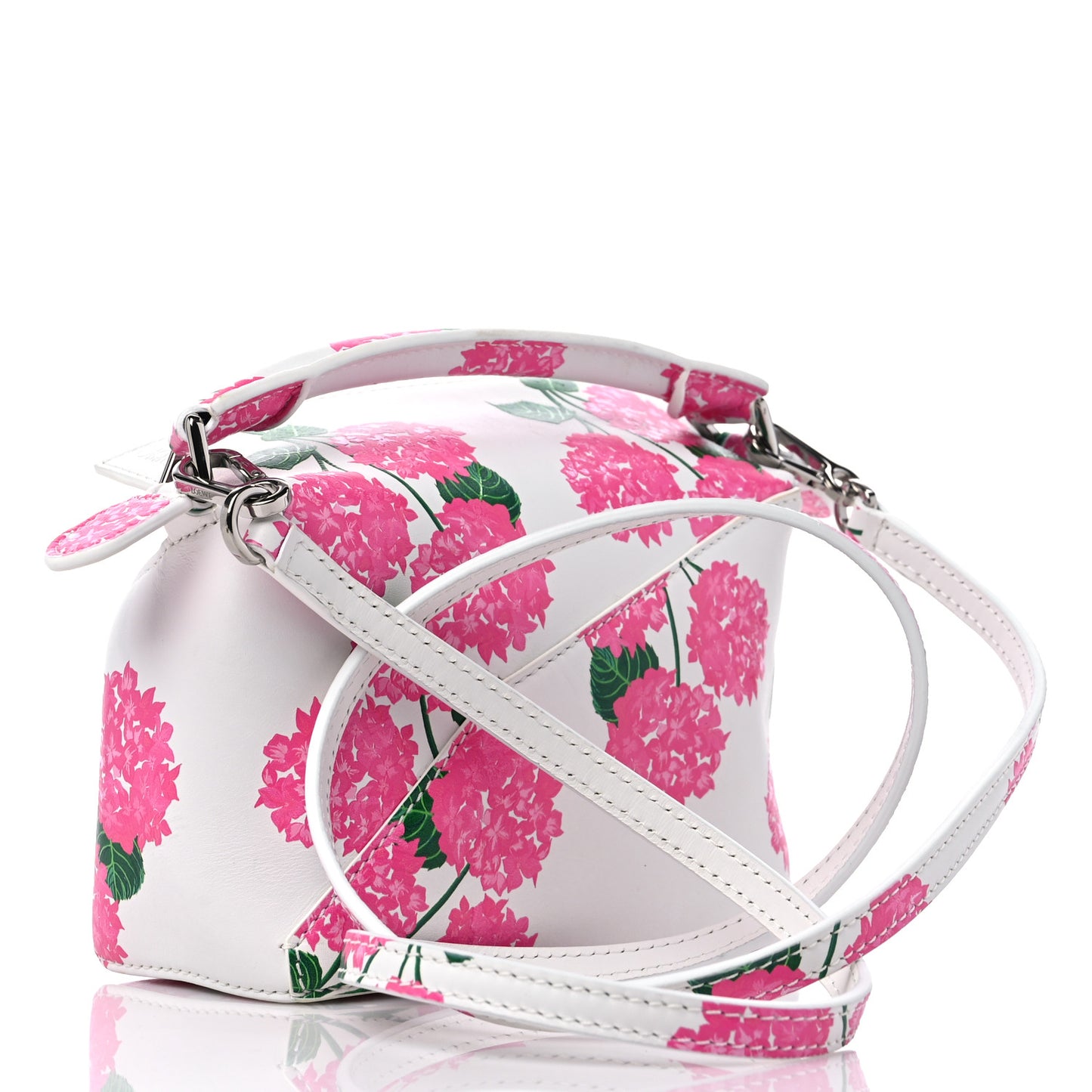 Satin Calfskin Flower Print Mini Puzzle Edge Bag White Multicolor