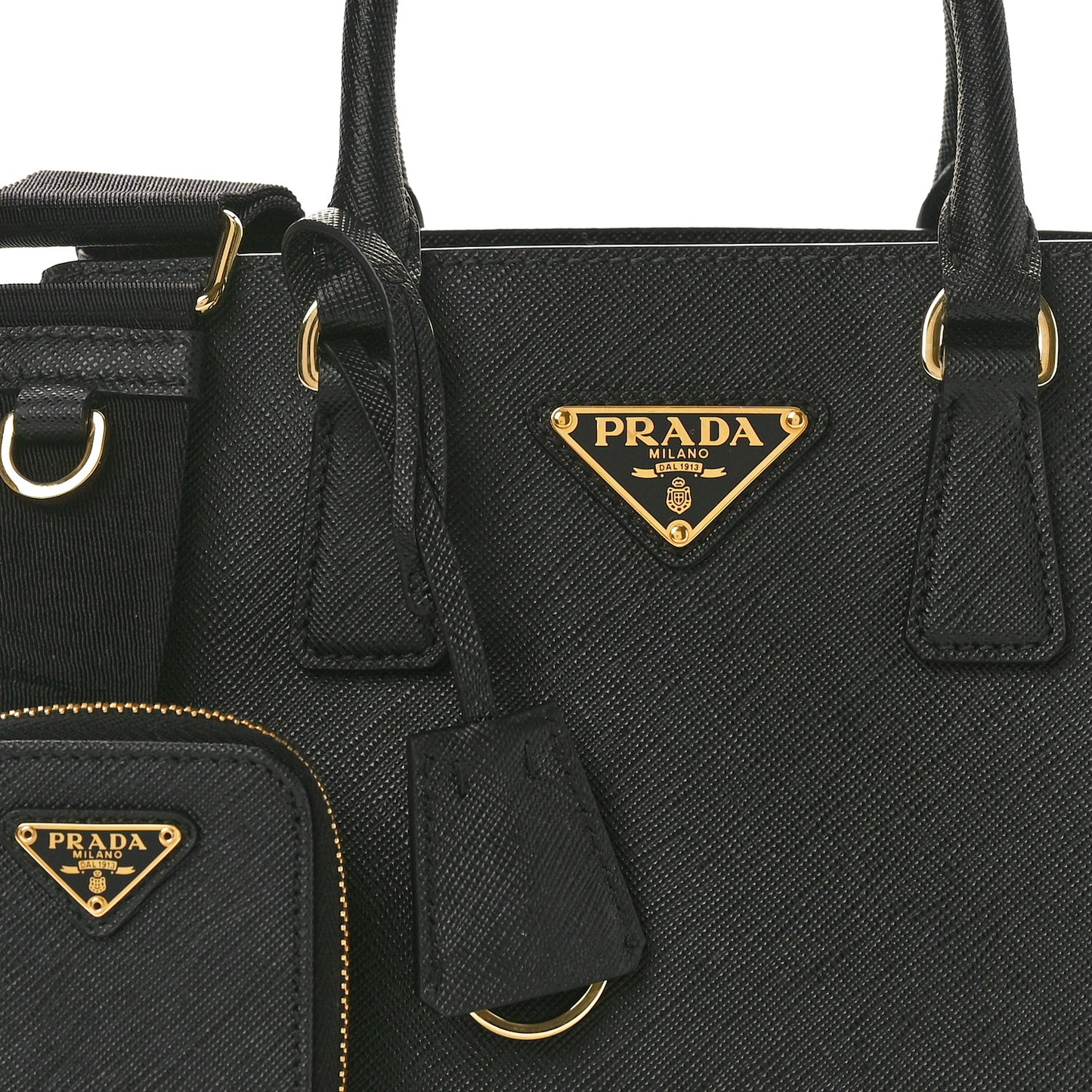 Saffiano Lux Micro Galleria Shoulder Bag Black