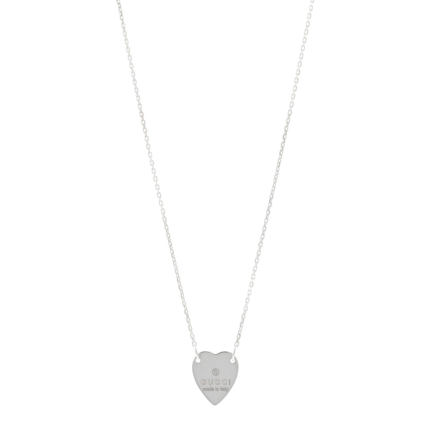 Gucci Sterling Silver Trademark Heart Pendant Necklace 1 of 5