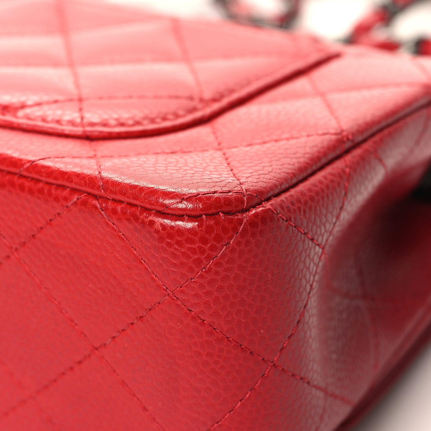 Caviar Quilted Mini Rectangular Flap Red