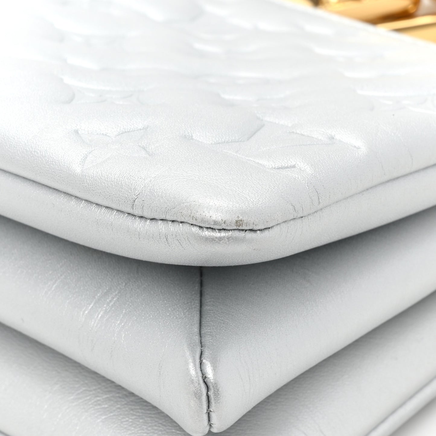 Lambskin Embossed Monogram Coussin BB Silver
