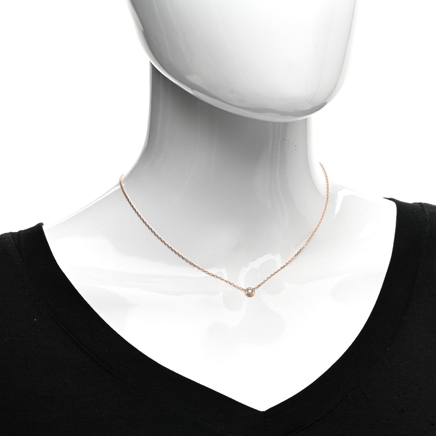18K Pink Gold Diamond LM D'Amour Pendant Necklace