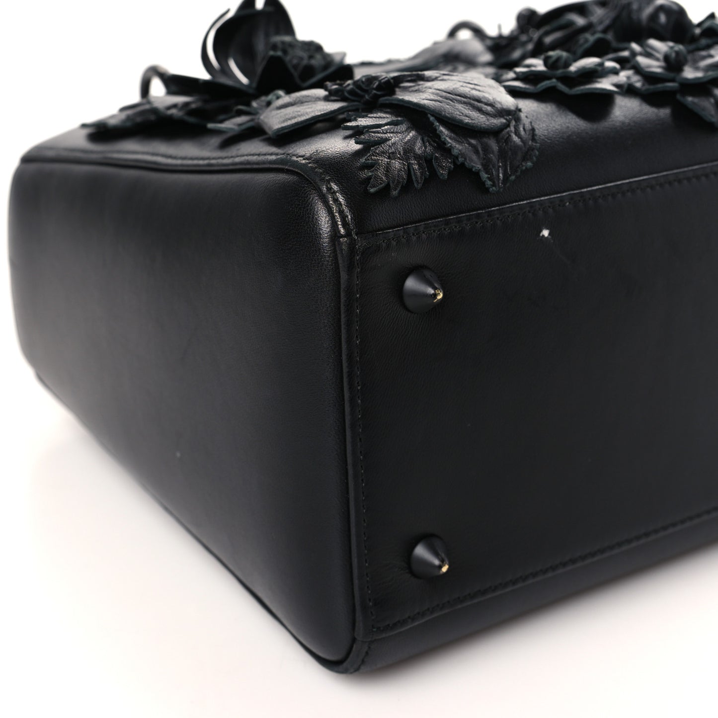 Ultra Matte Calfskin 3D Flower Embellished Medium Lady Dior Black