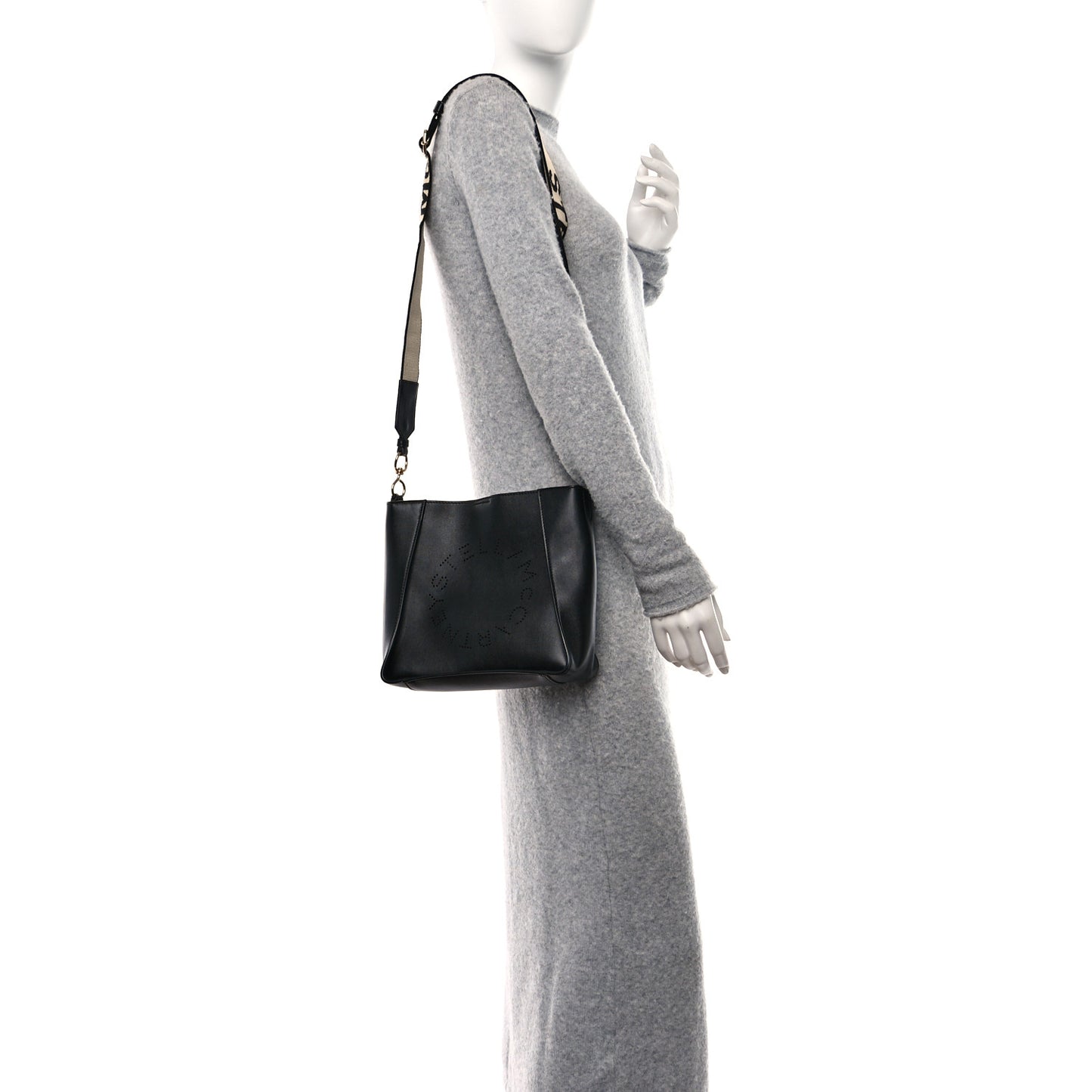 STELLA MCCARTNEY Eco Alter Nappa Perforated Logo Mini Crossbody Black