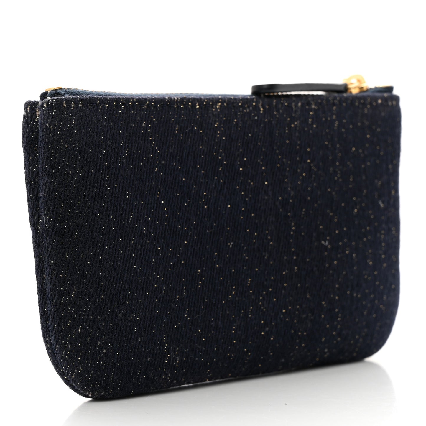 Lurex Canvas Deauville Cosmetic Pouch Navy Blue Gold