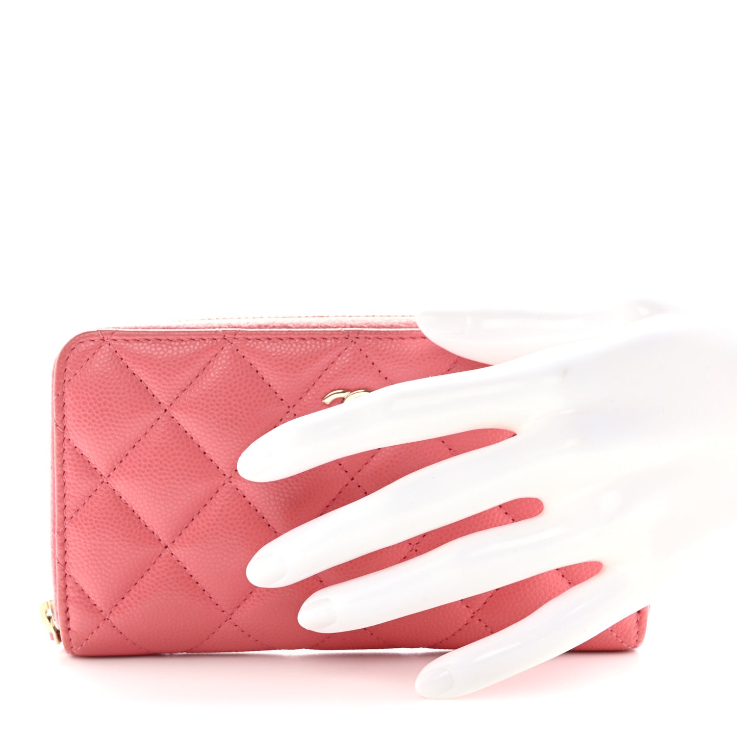 Caviar Quilted Medium Zip Around Wallet Dark Pink