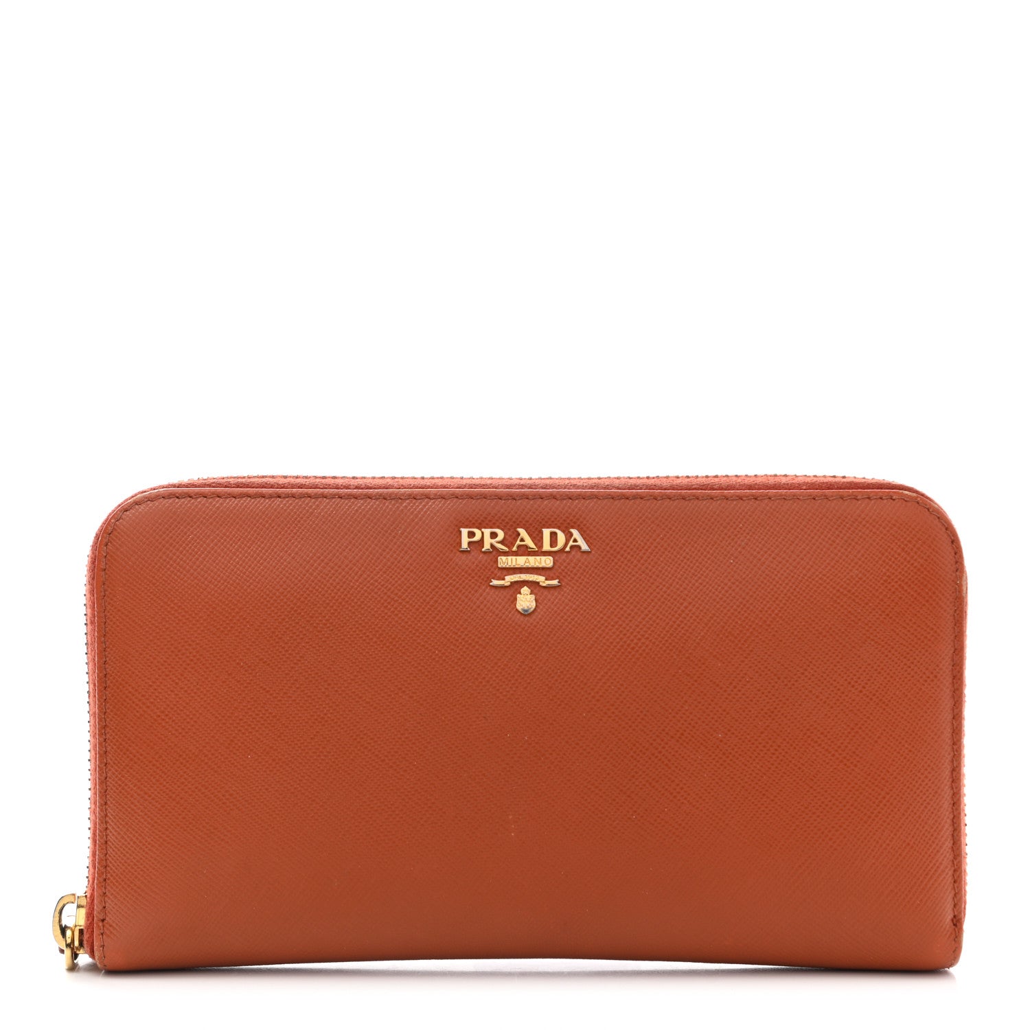 Prada Saffiano Metal Zip Around Wallet Rame 1 of 9