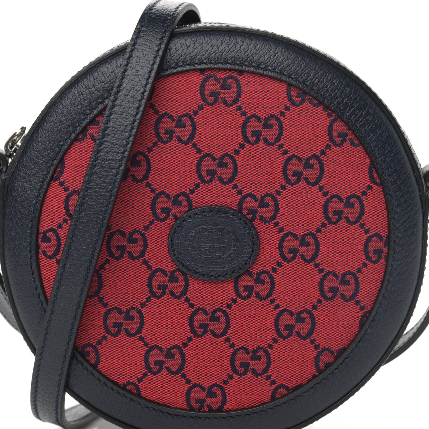 Monogram Multicolor Textured Calfskin Retro Interlocking G Round Shoulder Bag Red Blue