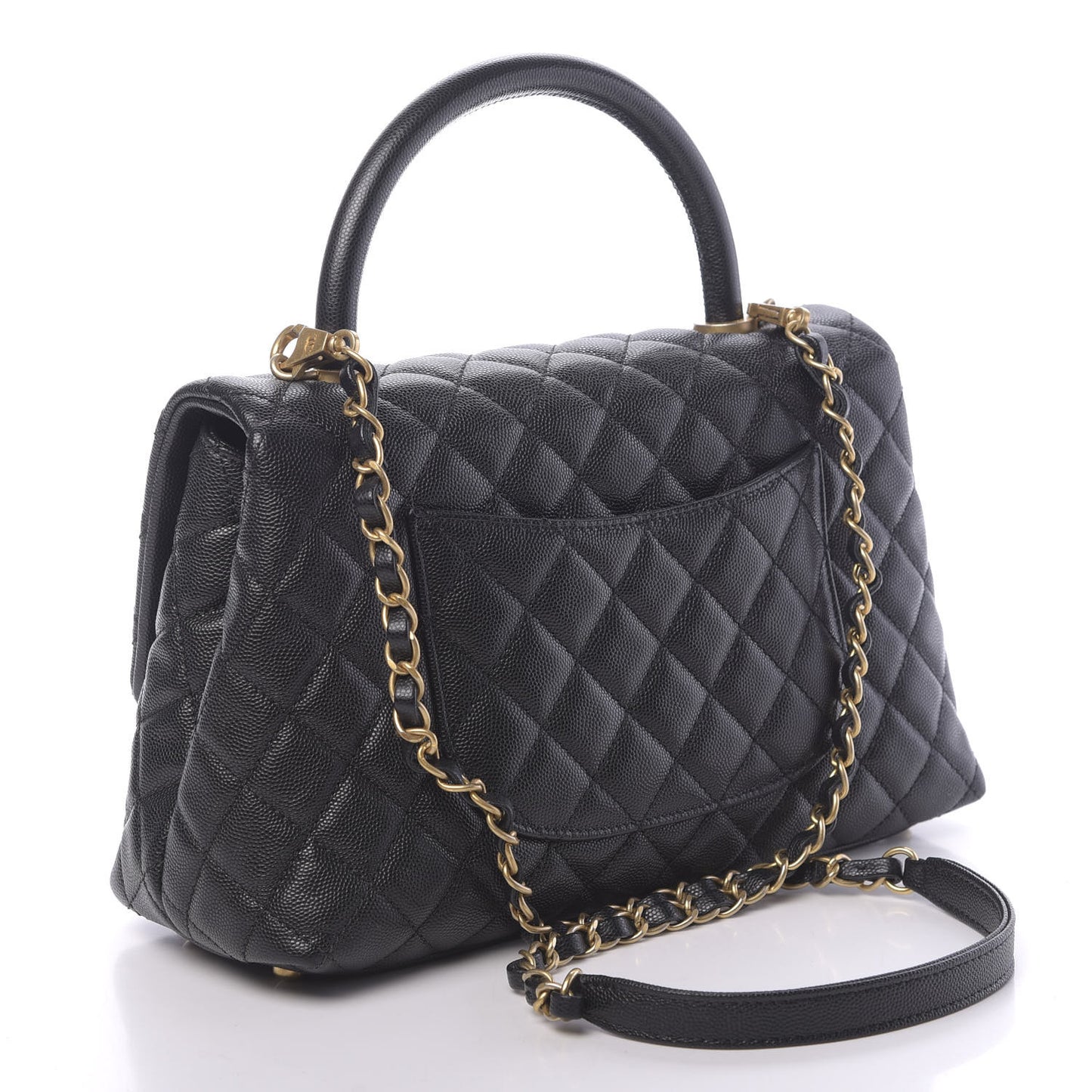 Caviar Quilted Small Coco Handle Flap Black