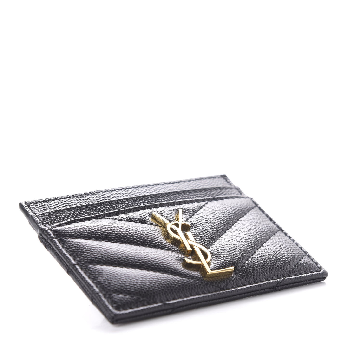 Grain De Poudre Matelasse Chevron Monogram Credit Card Case Black