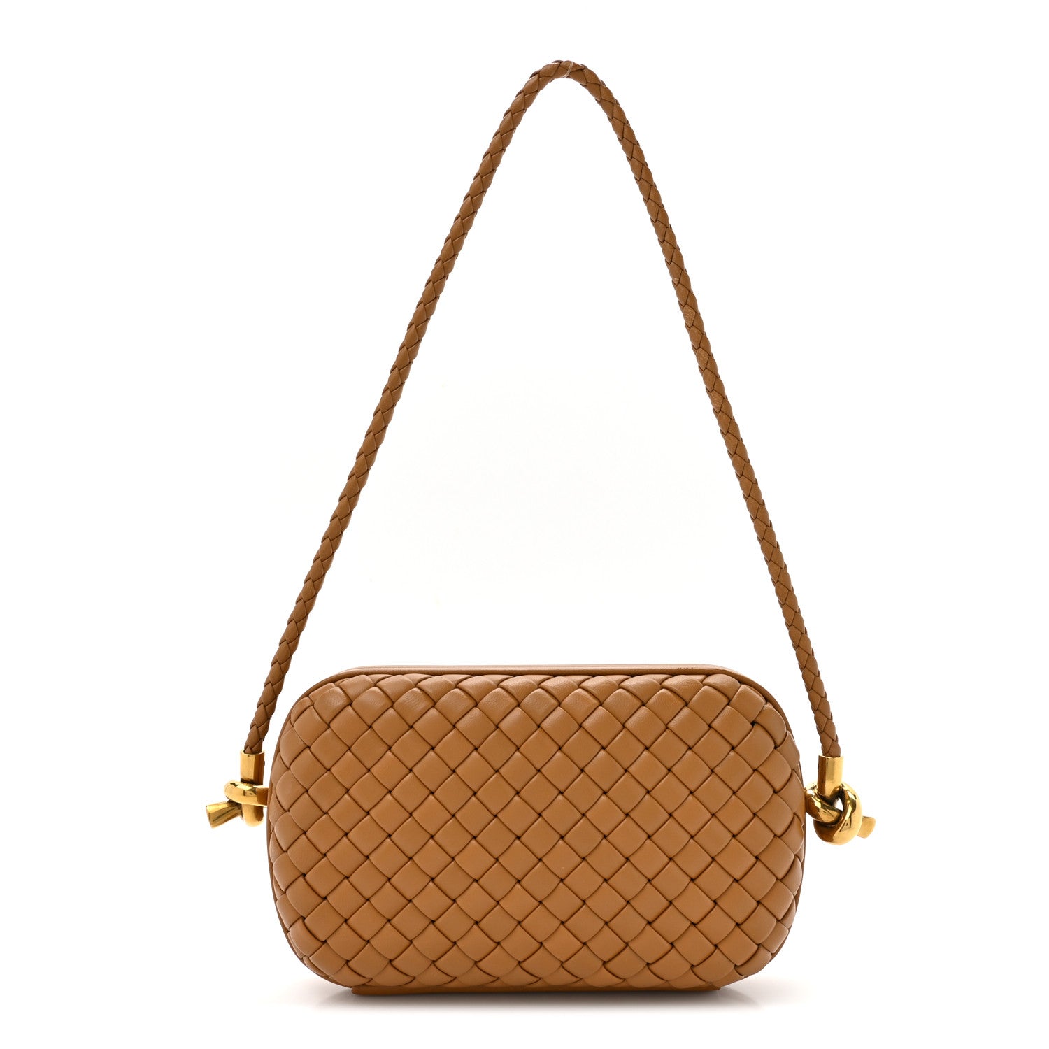 Bottega Veneta Calfskin Intrecciato Knot On Strap Camel 1908899