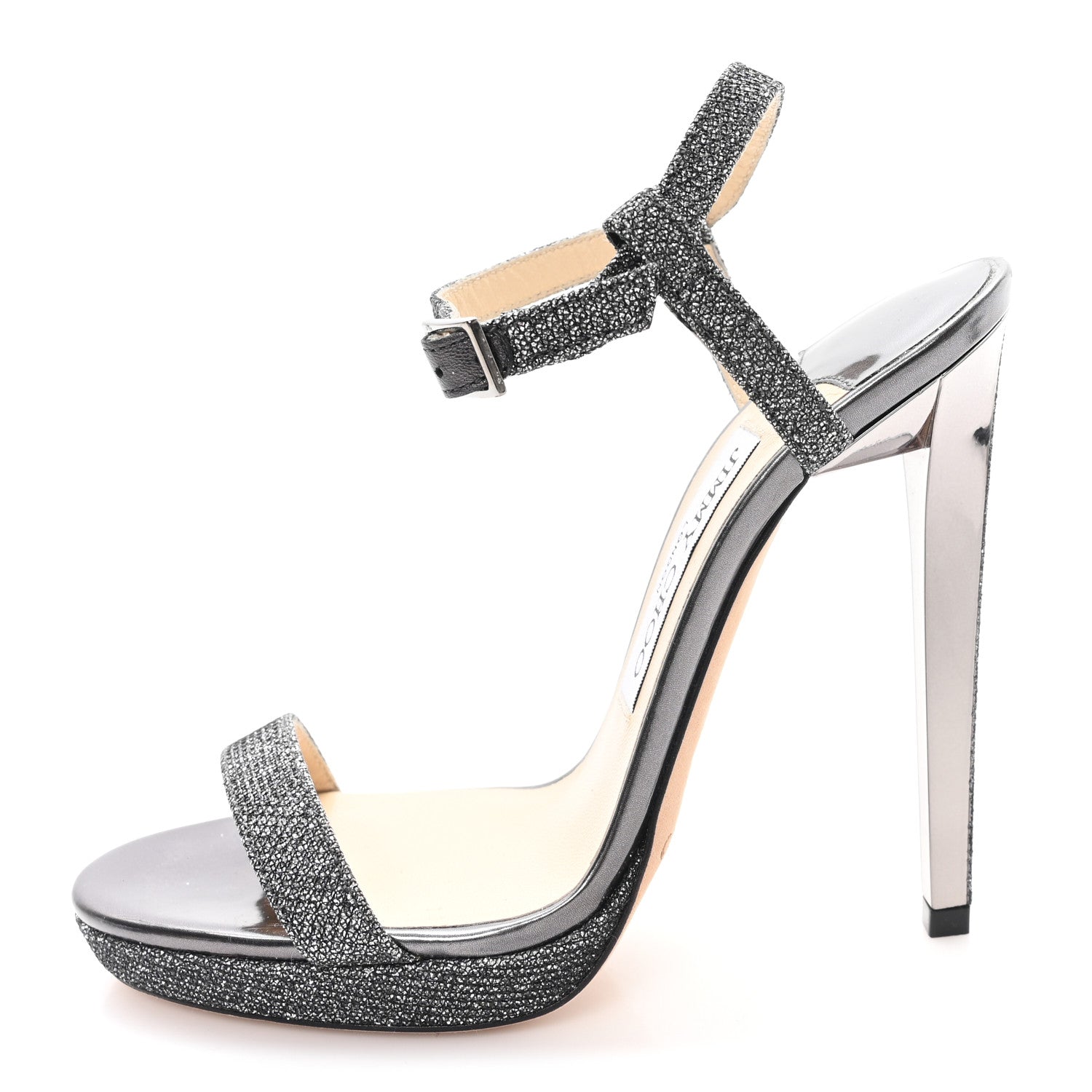 Jimmy Choo Lame Glitter Claudette 120 Ankle Strap Sandals 36