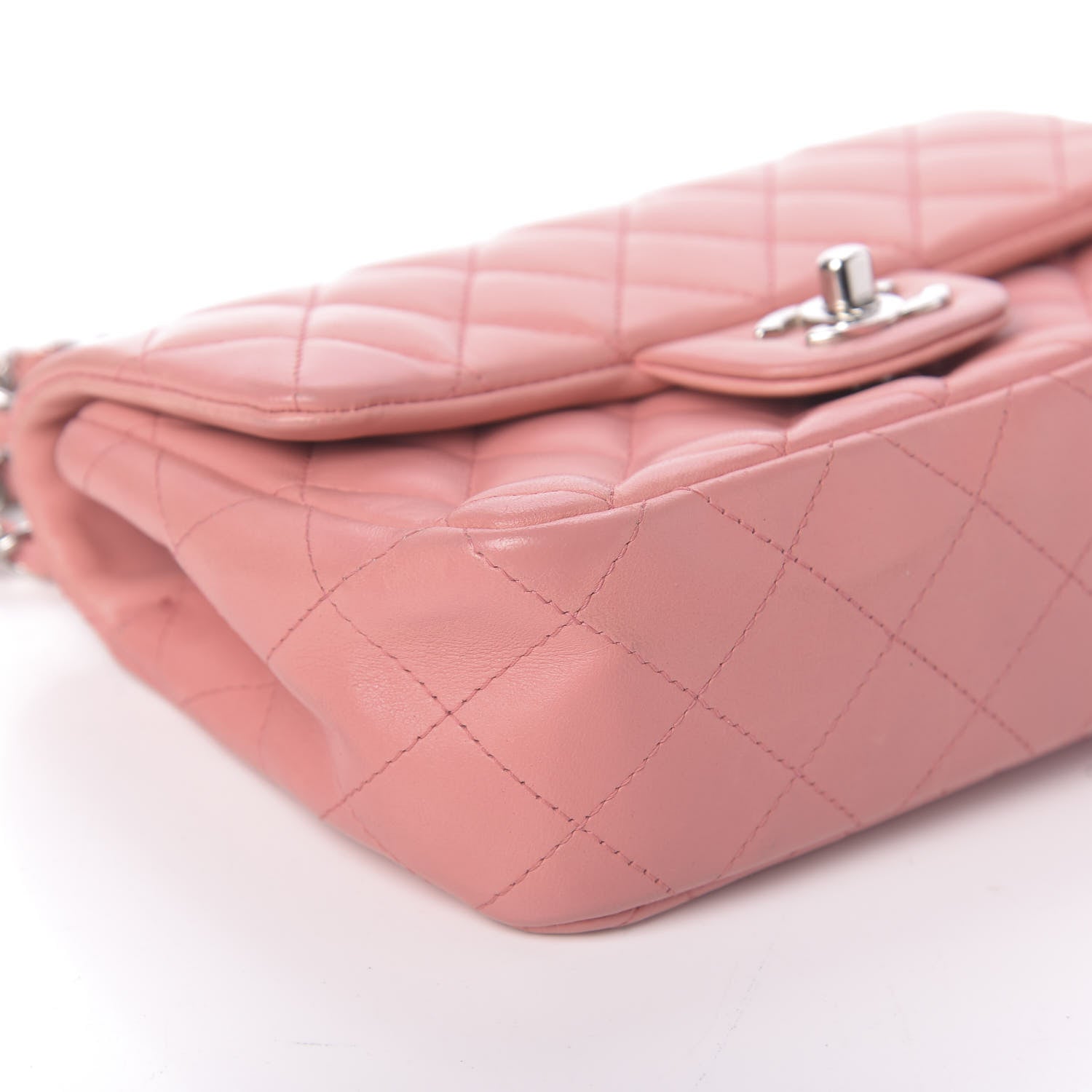 Chanel Lambskin Quilted Mini Rectangular Flap Pink 11 of 12