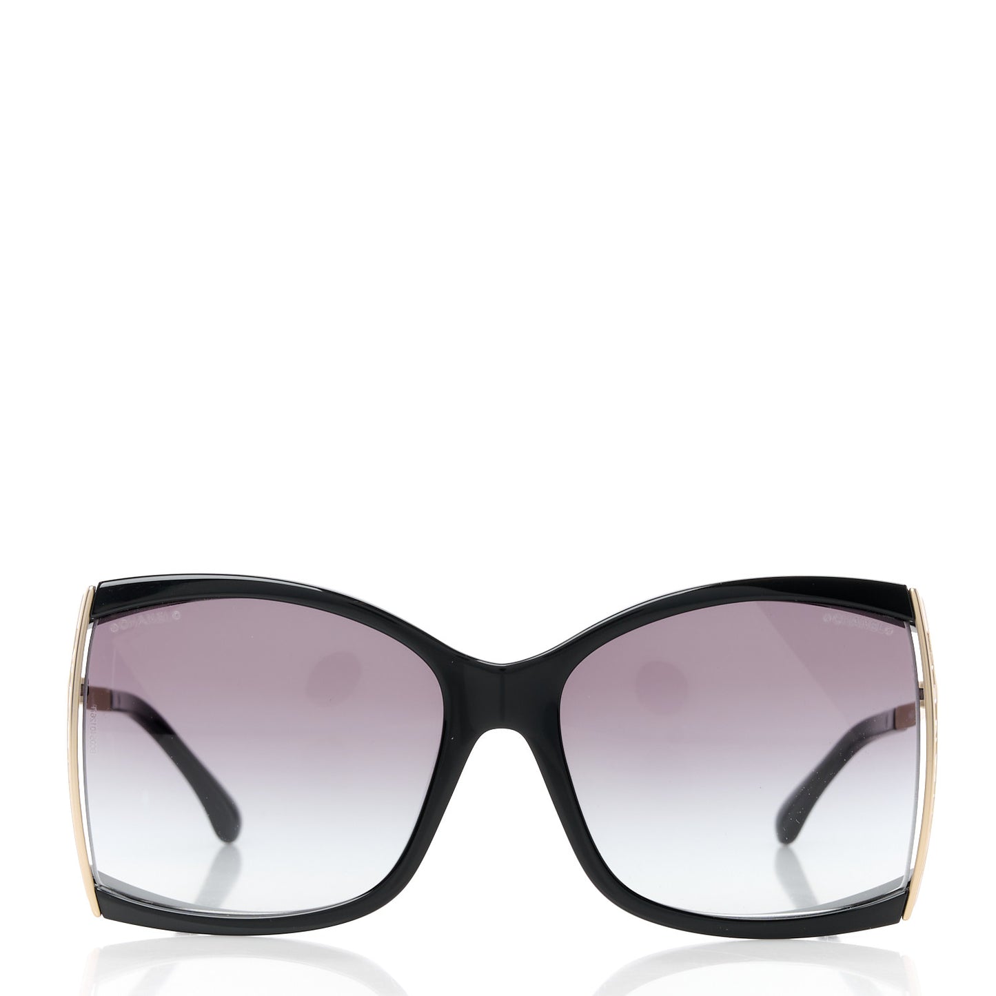 Acetate Metal Logo Square Sunglasses 71545A Black Gold