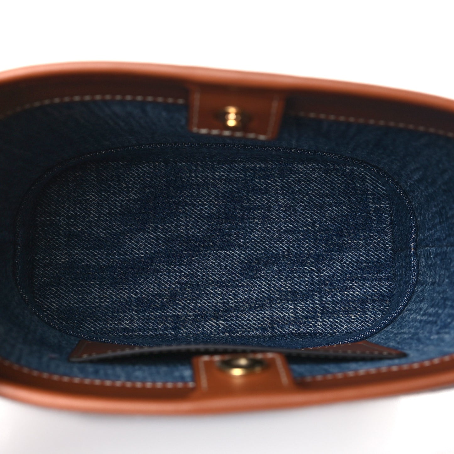 Denim Calfskin Triomphe Small Bucket Bag Blue