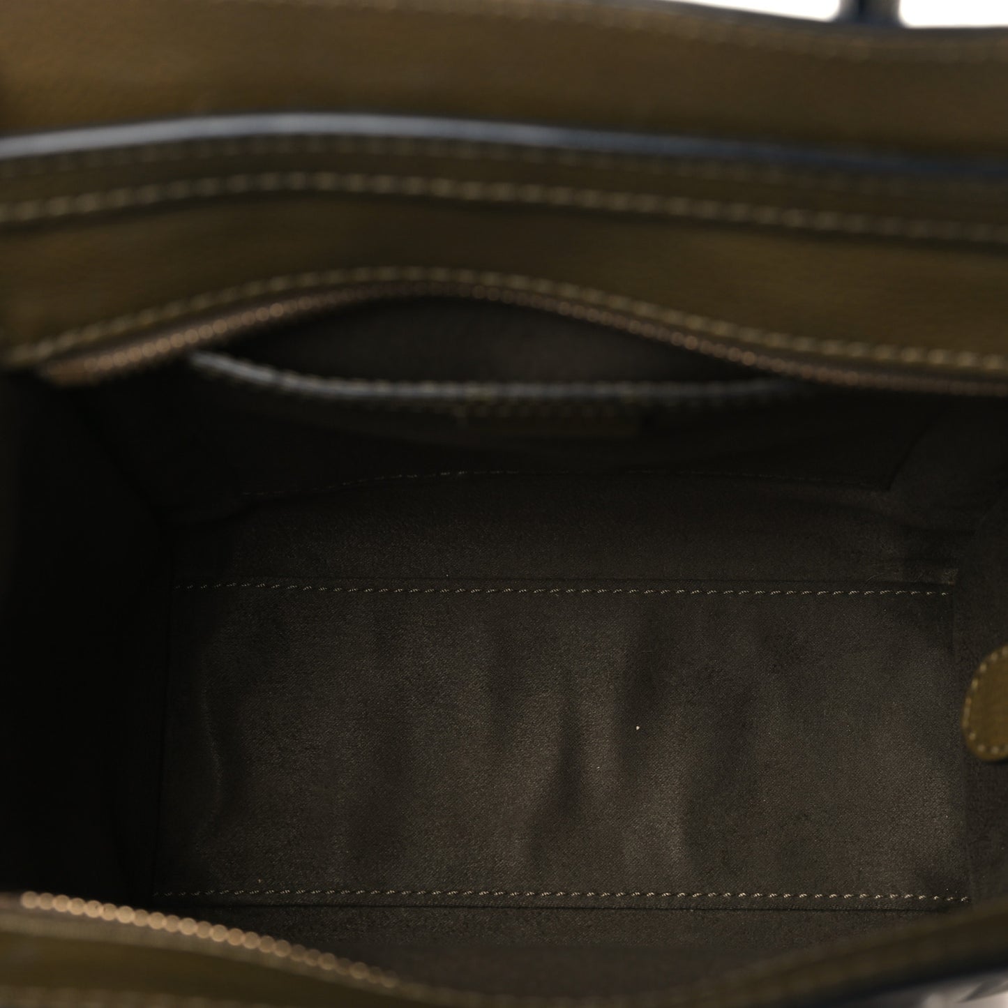 Drummed Calfskin Nano Luggage Dark Olive